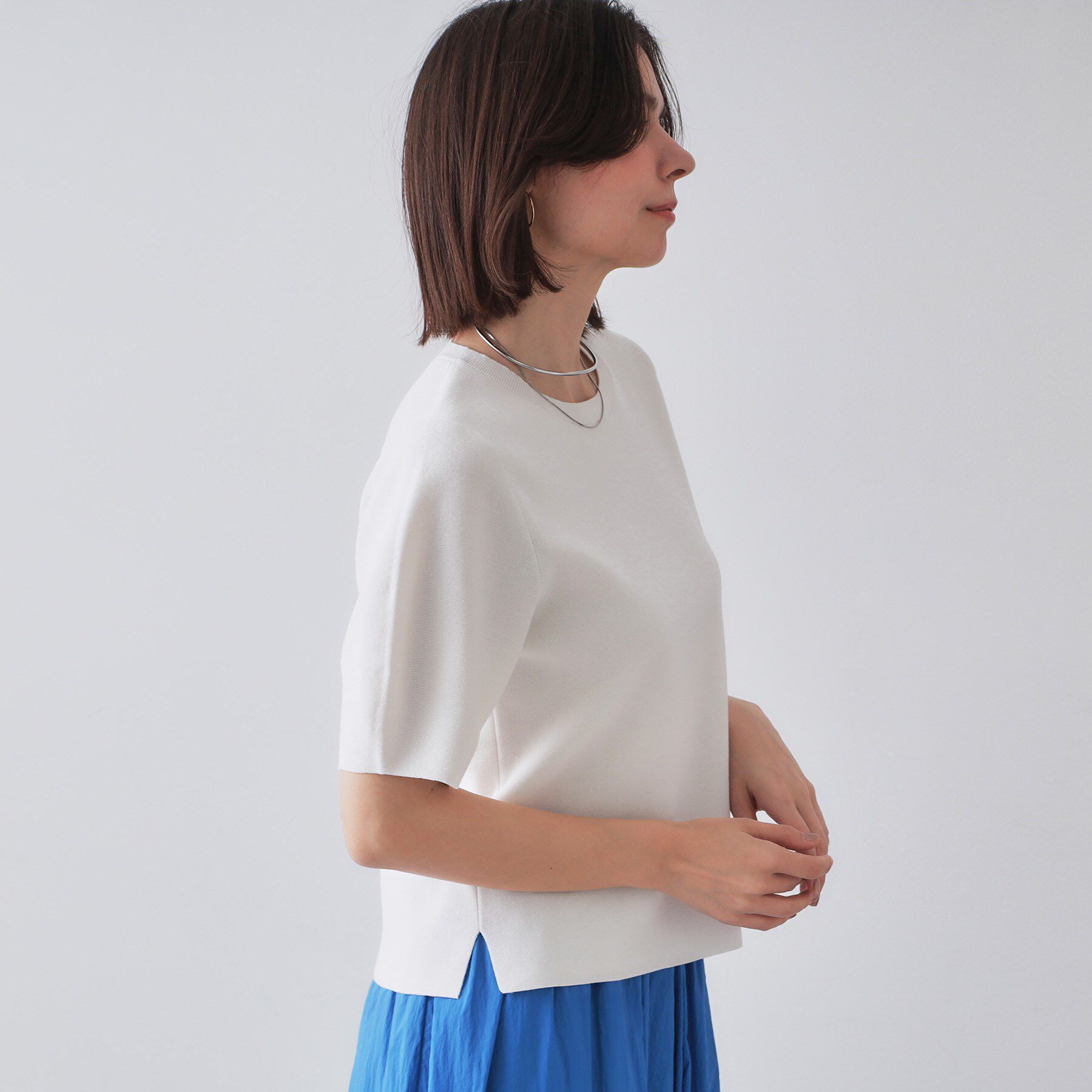 OPAQUE.CLIP「カーブスリーブニット【UV/洗濯機洗い可】」|ニット・セーター|