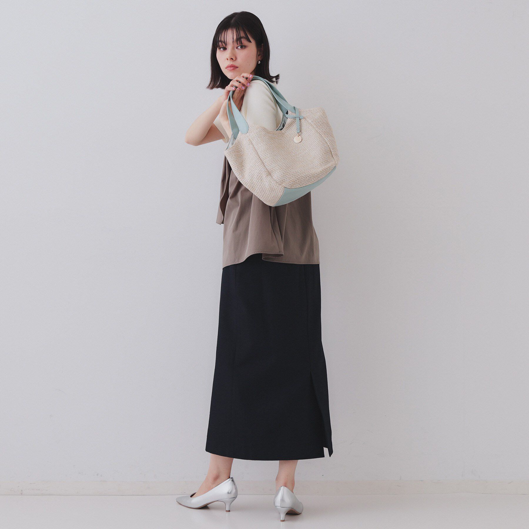 OPAQUE.CLIP「雑材合皮コンビマチ付きトートバッグ」|トートバッグ|