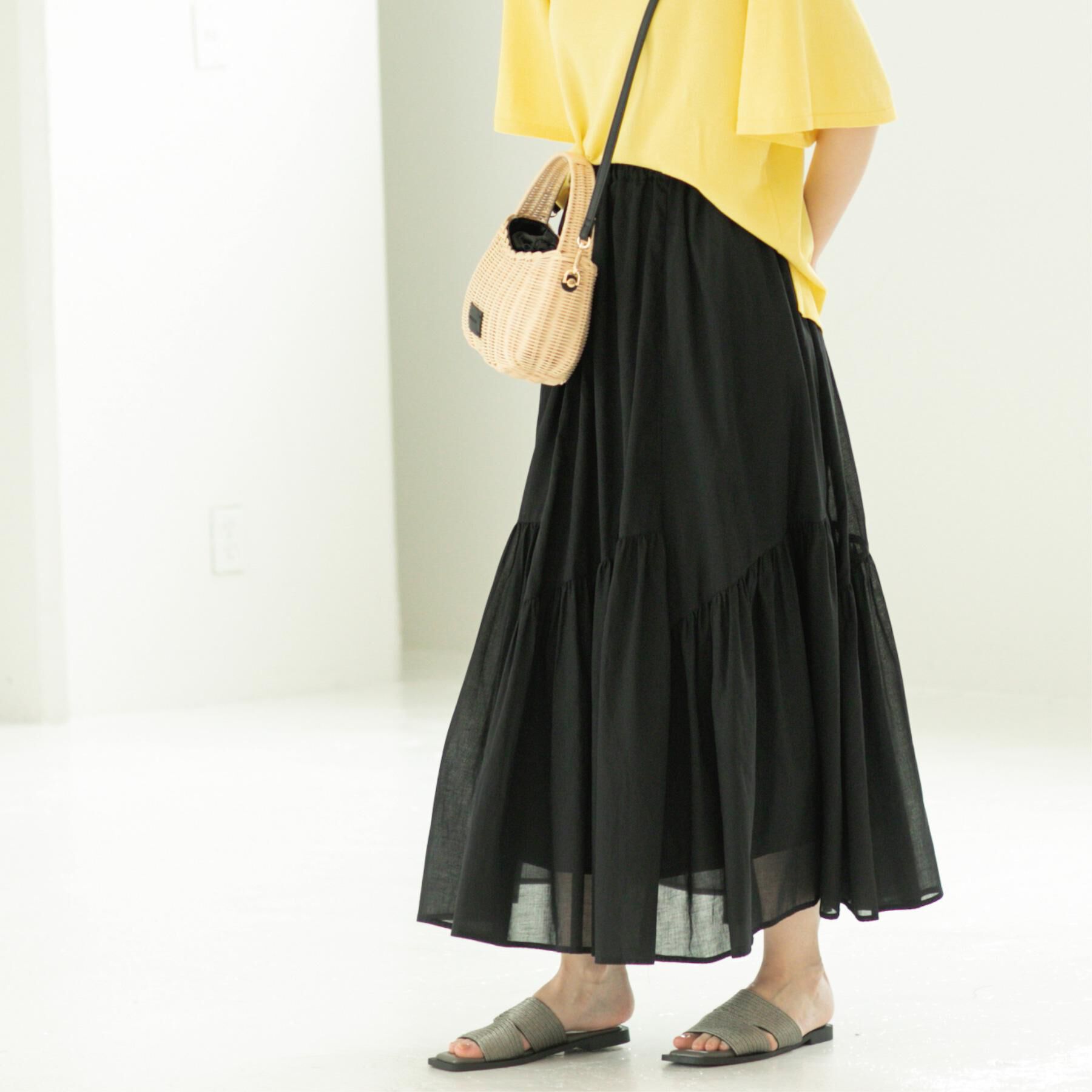 OPAQUE.CLIP「ギャザーフレアスカート/オーガニックコットン混【洗濯機洗い可】」|スカート|