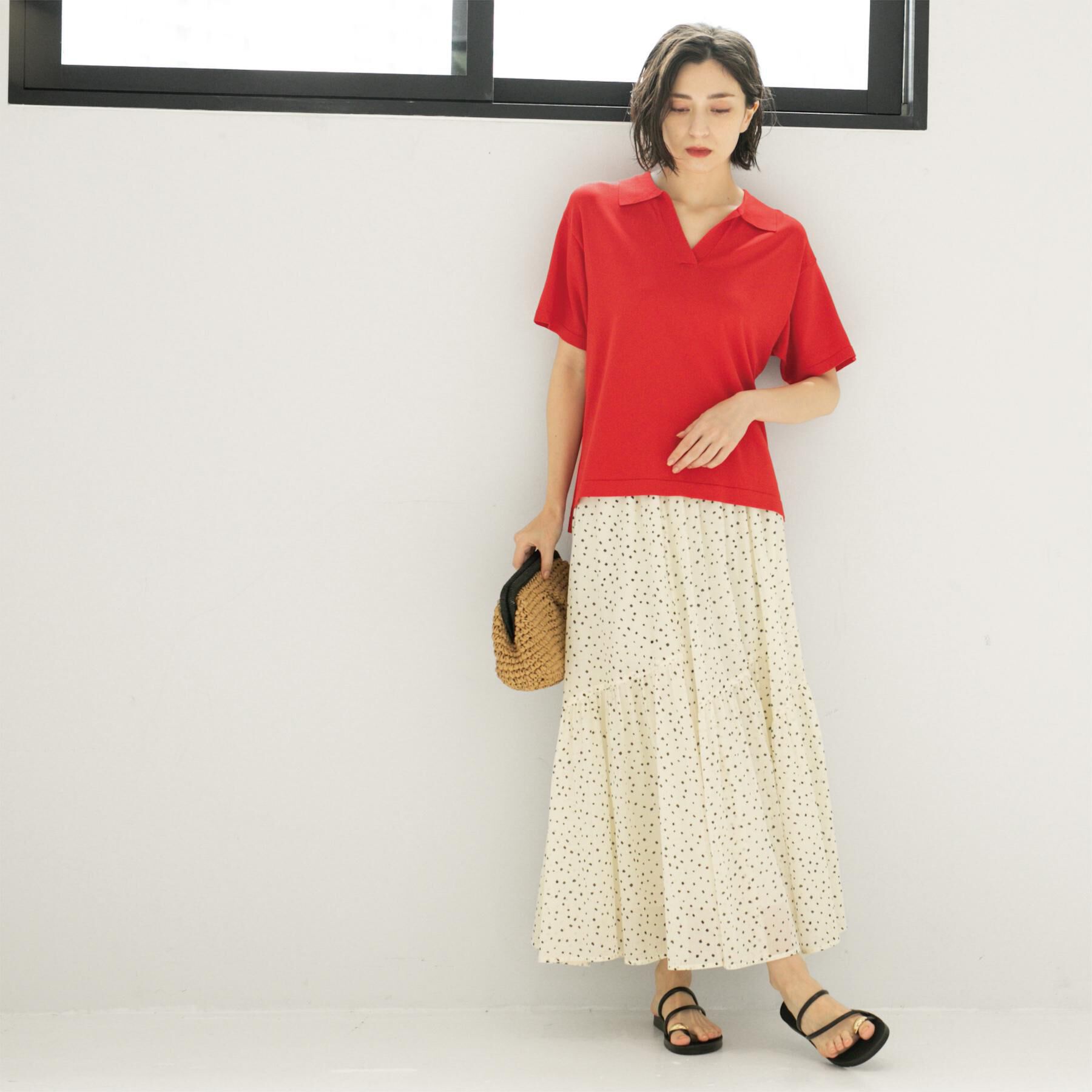 OPAQUE.CLIP「ギャザーフレアスカート/オーガニックコットン混【洗濯機洗い可】」|スカート|