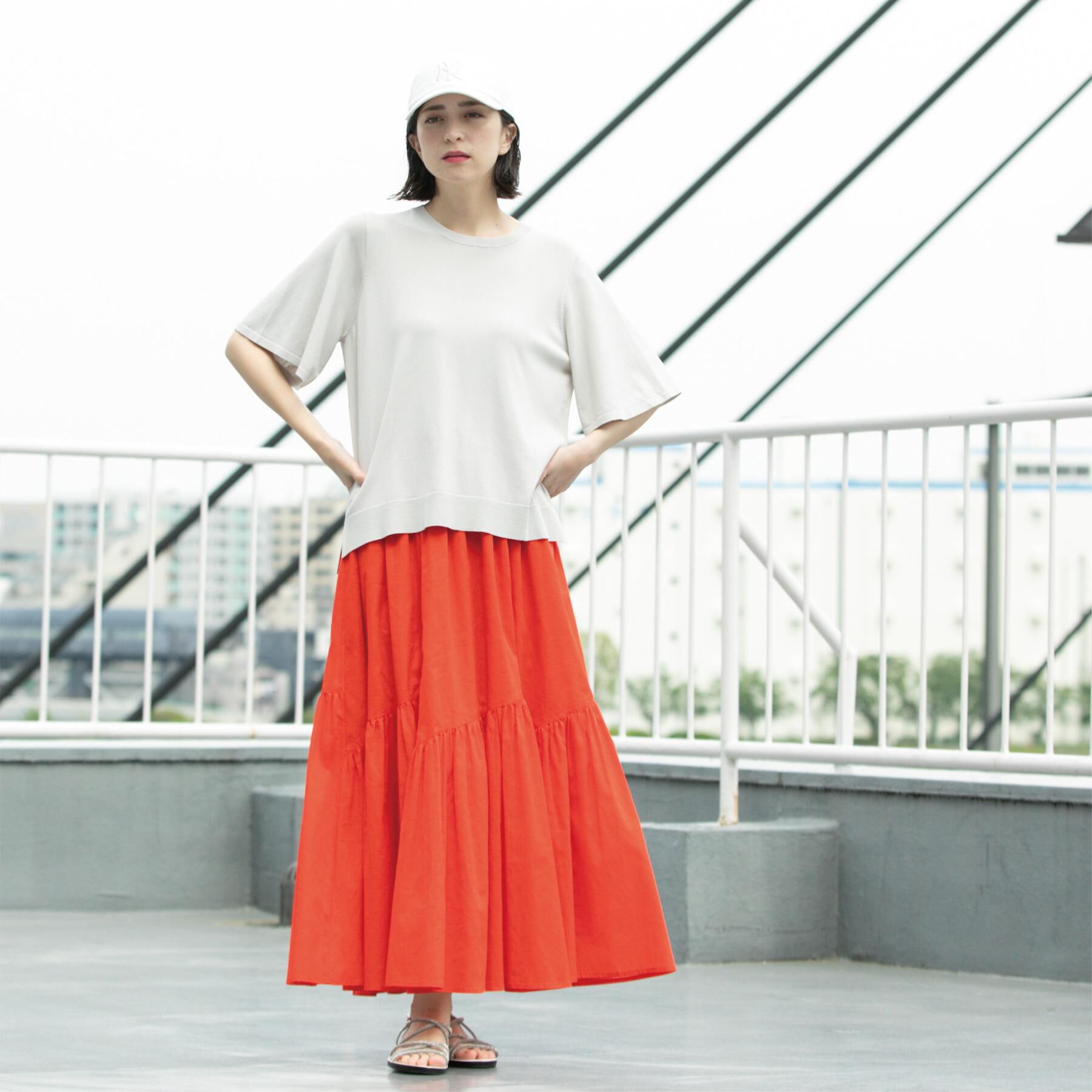 OPAQUE.CLIP「ギャザーフレアスカート/オーガニックコットン混【洗濯機洗い可】」|スカート|