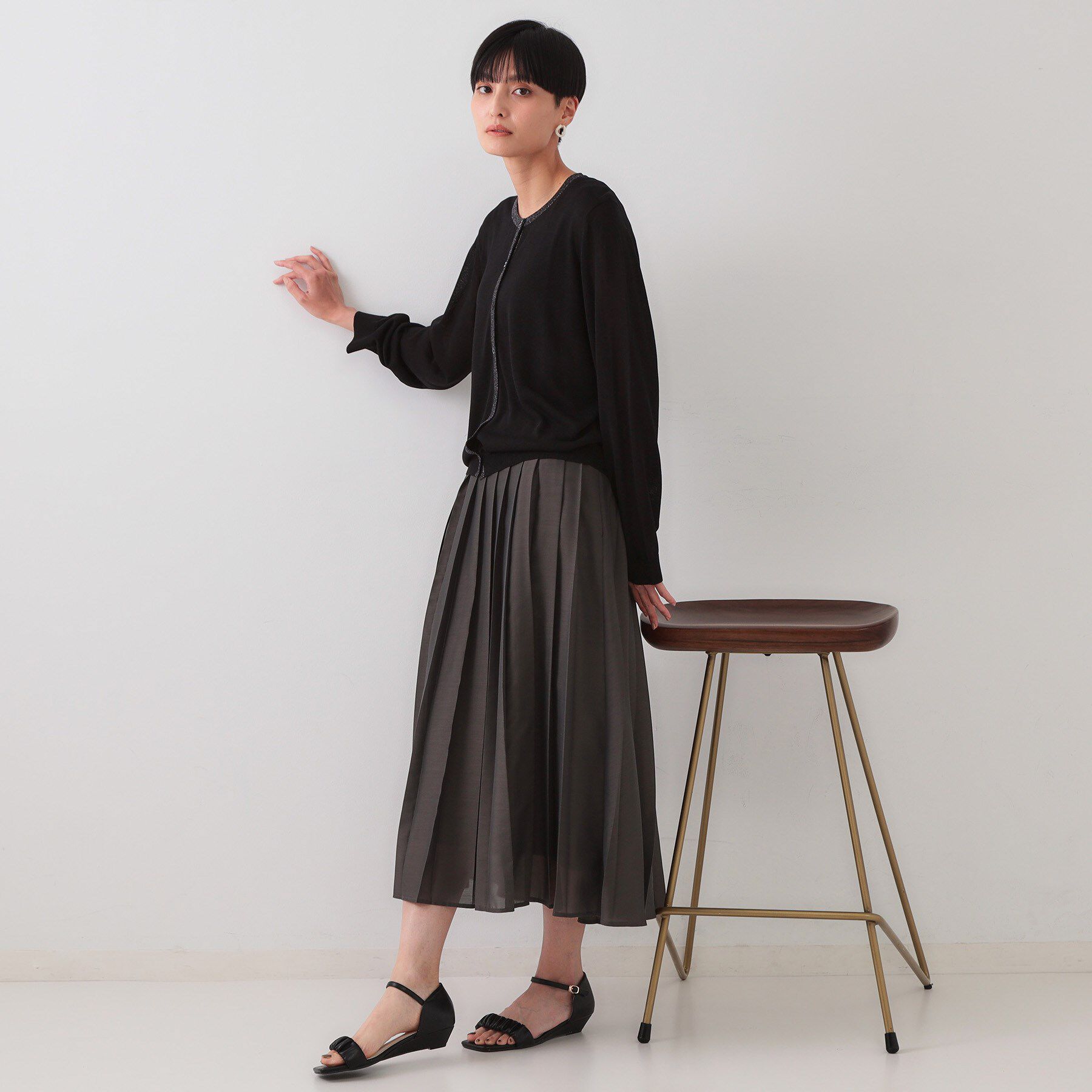 OPAQUE.CLIP「配色ラメニットカーディガン/アンサンブル対応【洗濯機洗い可/抗ピル】」|カーディガン|