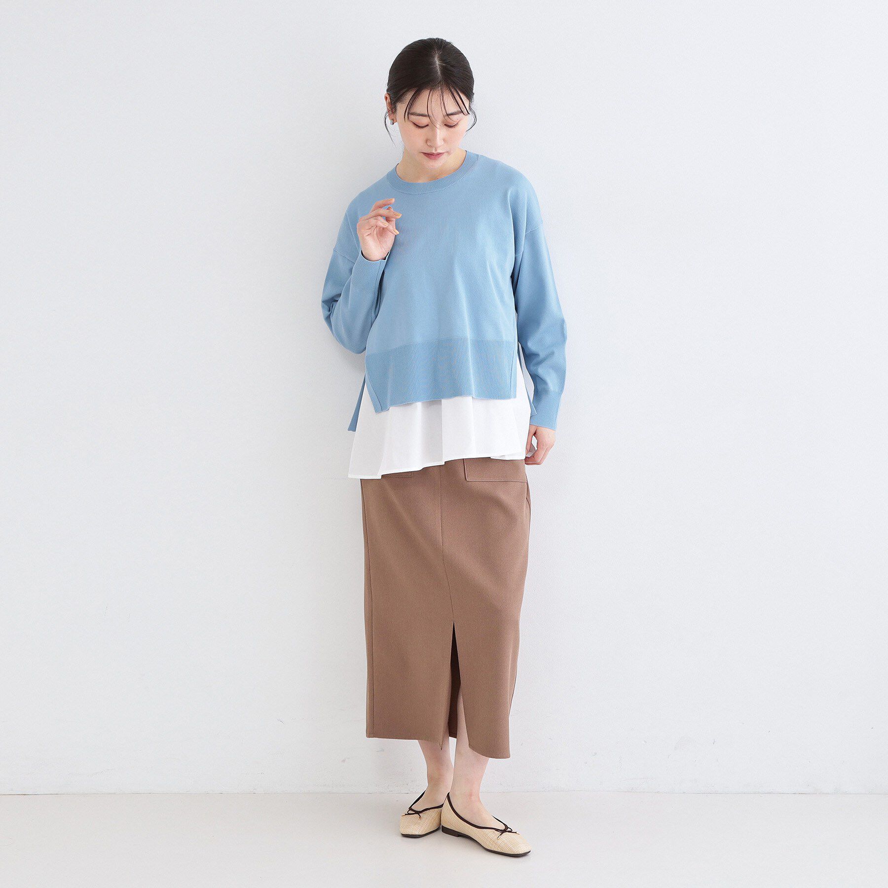 OPAQUE.CLIP「《ツインセット》ワイドニット&times;裾フレアタンクトップ【洗濯機OK】」|ニット・セーター|