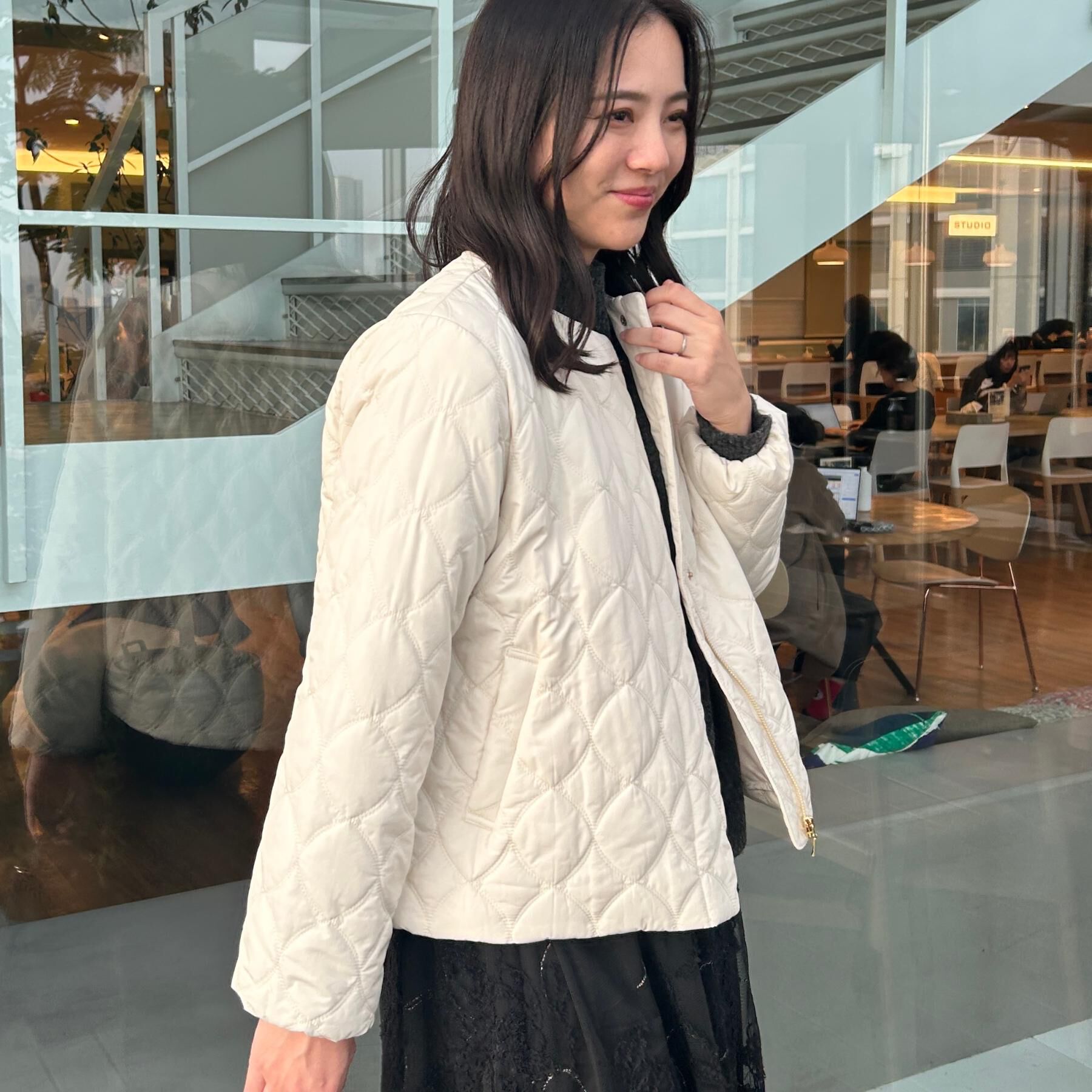 Couture broach「【春色追加・撥水・洗える】リボンキルティングジャケット」|ノーカラージャケット|