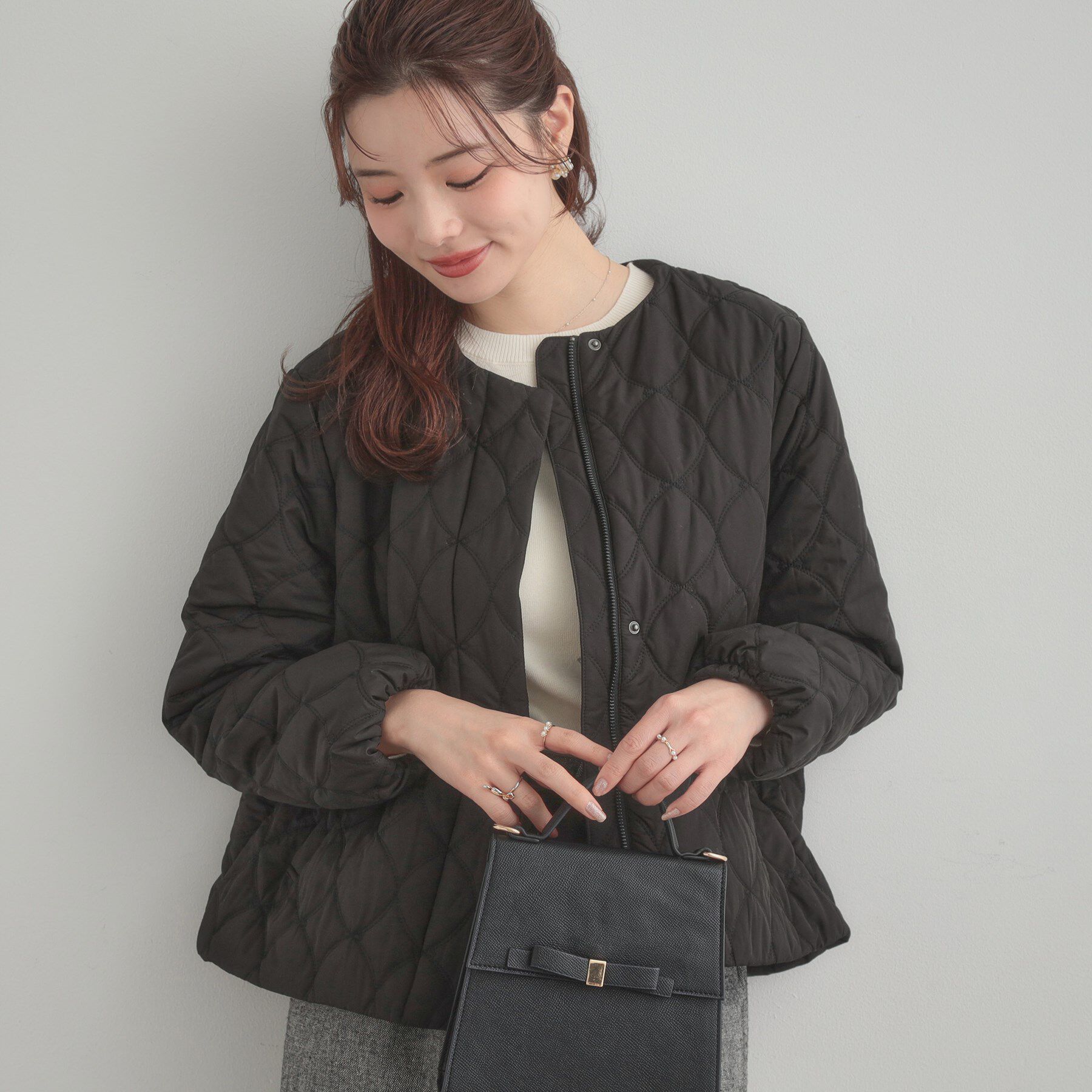 Couture broach「【春色追加・撥水・洗える】リボンキルティングジャケット」|ノーカラージャケット|