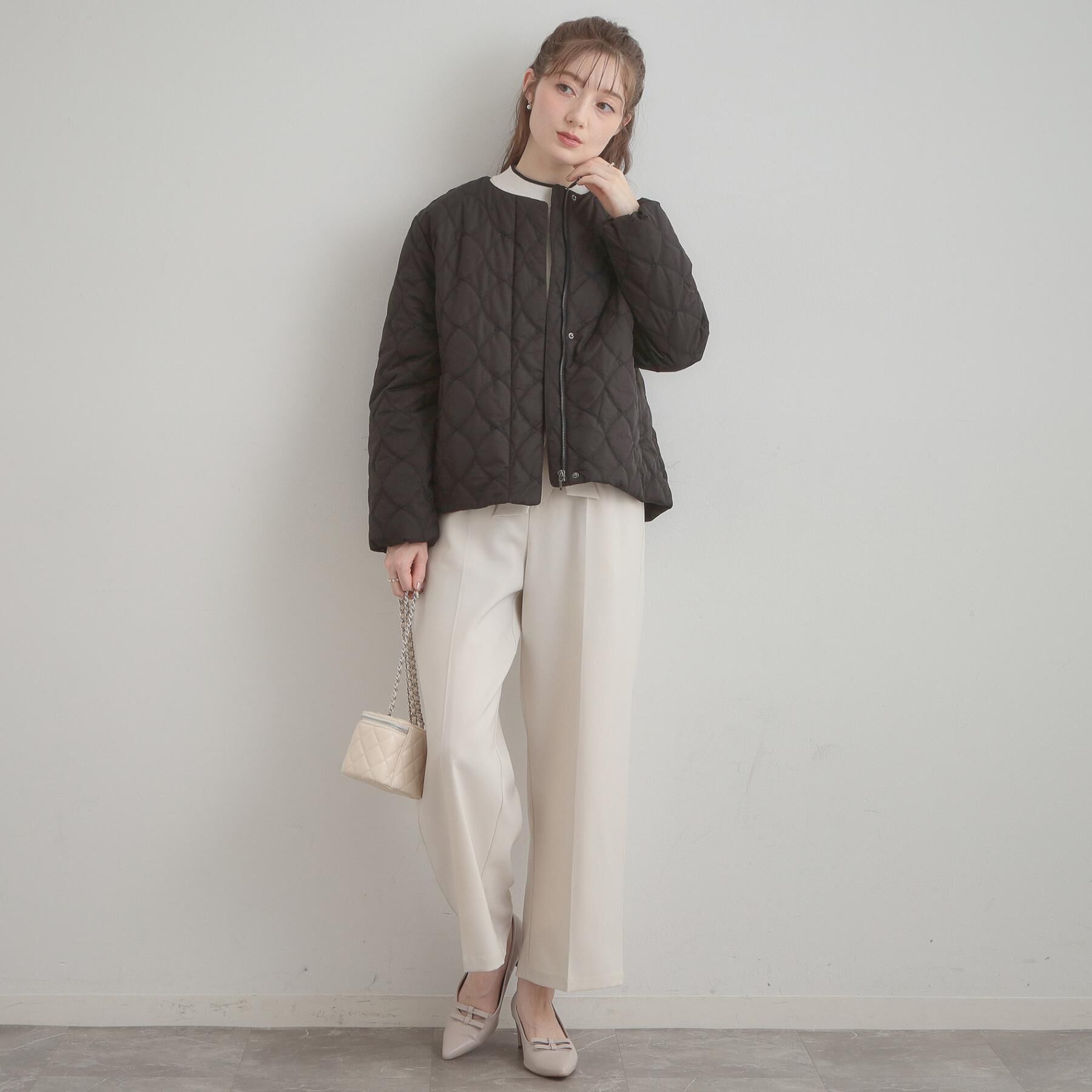 Couture broach「【春色追加・撥水・洗える】リボンキルティングジャケット」|ノーカラージャケット|