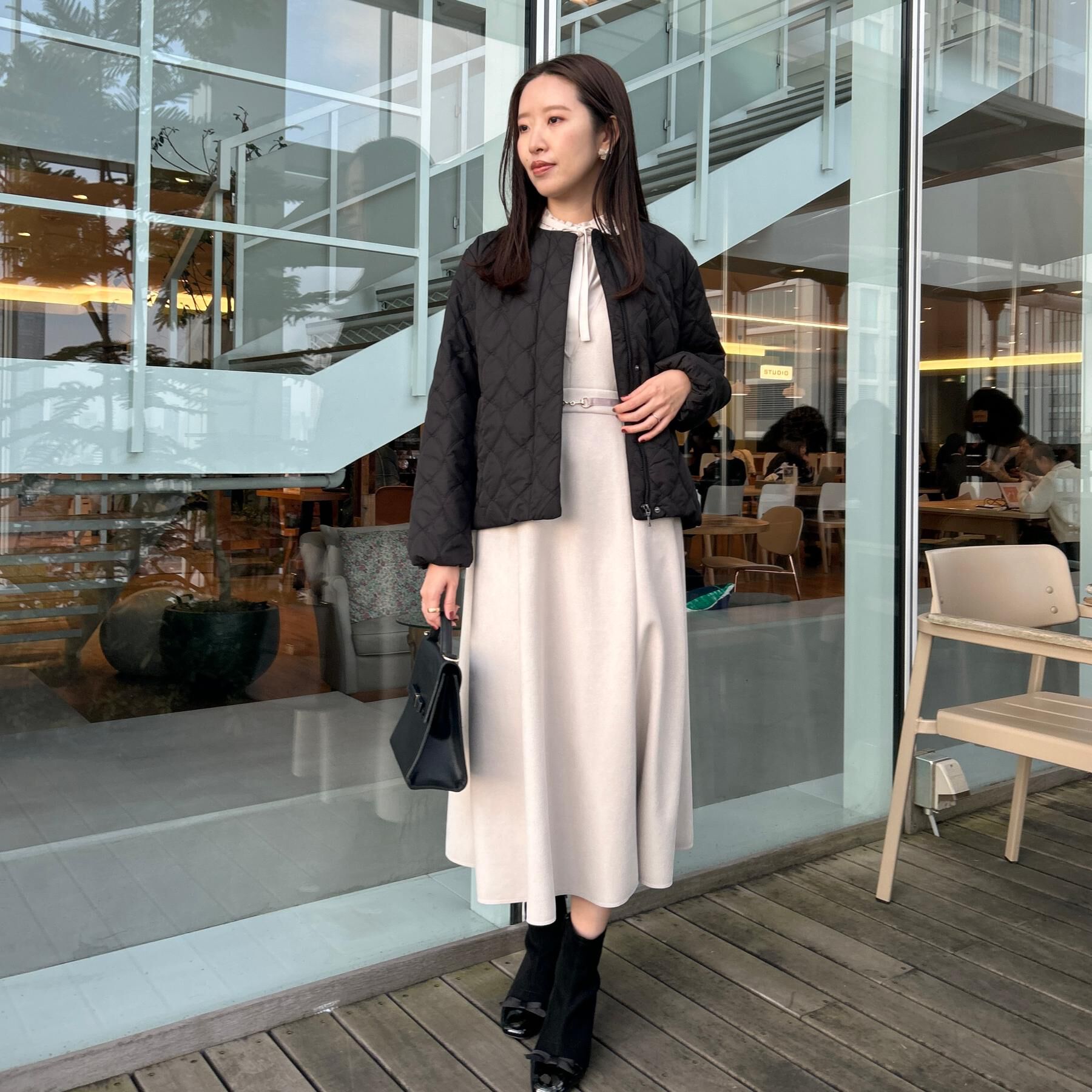 Couture broach「【春色追加・撥水・洗える】リボンキルティングジャケット」|ノーカラージャケット|