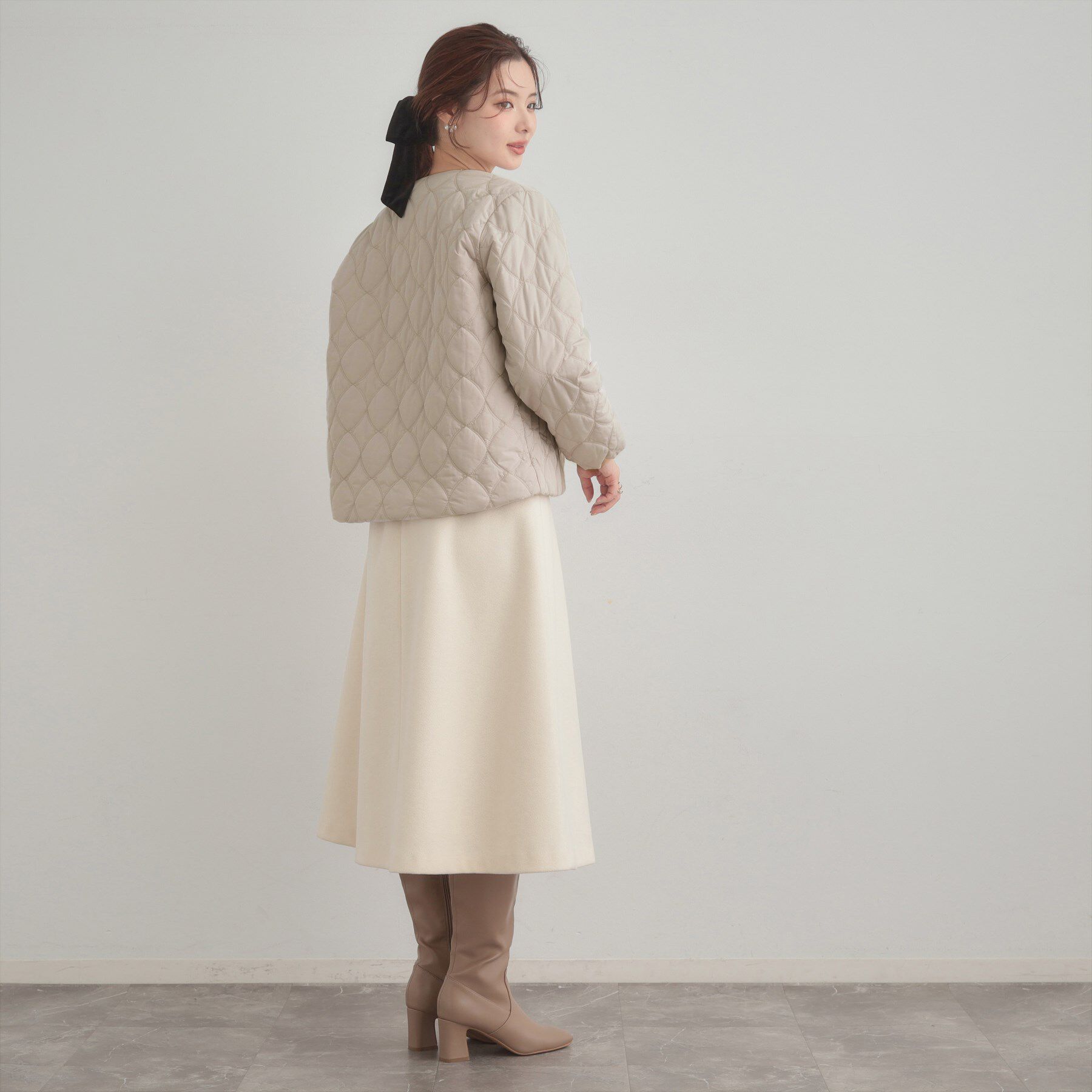 Couture broach「【春色追加・撥水・洗える】リボンキルティングジャケット」|ノーカラージャケット|