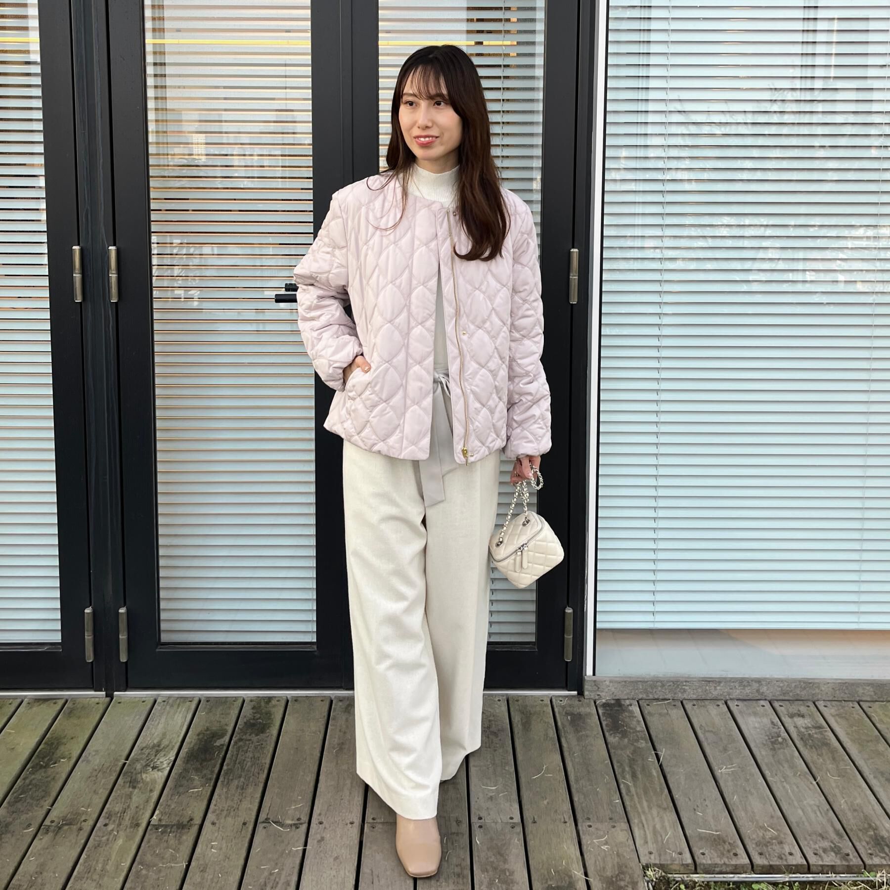 Couture broach「【春色追加・撥水・洗える】リボンキルティングジャケット」|ノーカラージャケット|