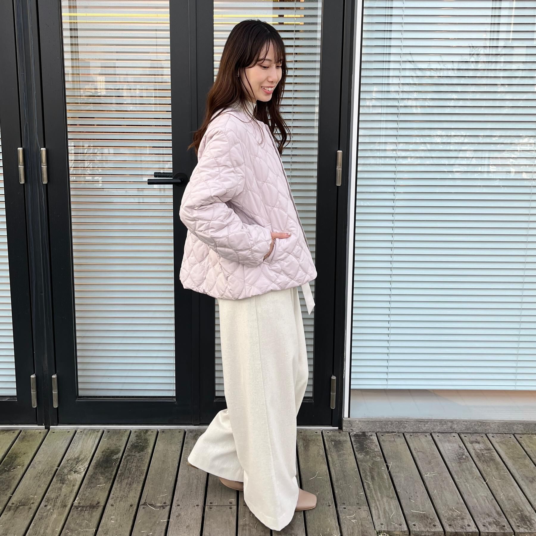 Couture broach「【春色追加・撥水・洗える】リボンキルティングジャケット」|ノーカラージャケット|