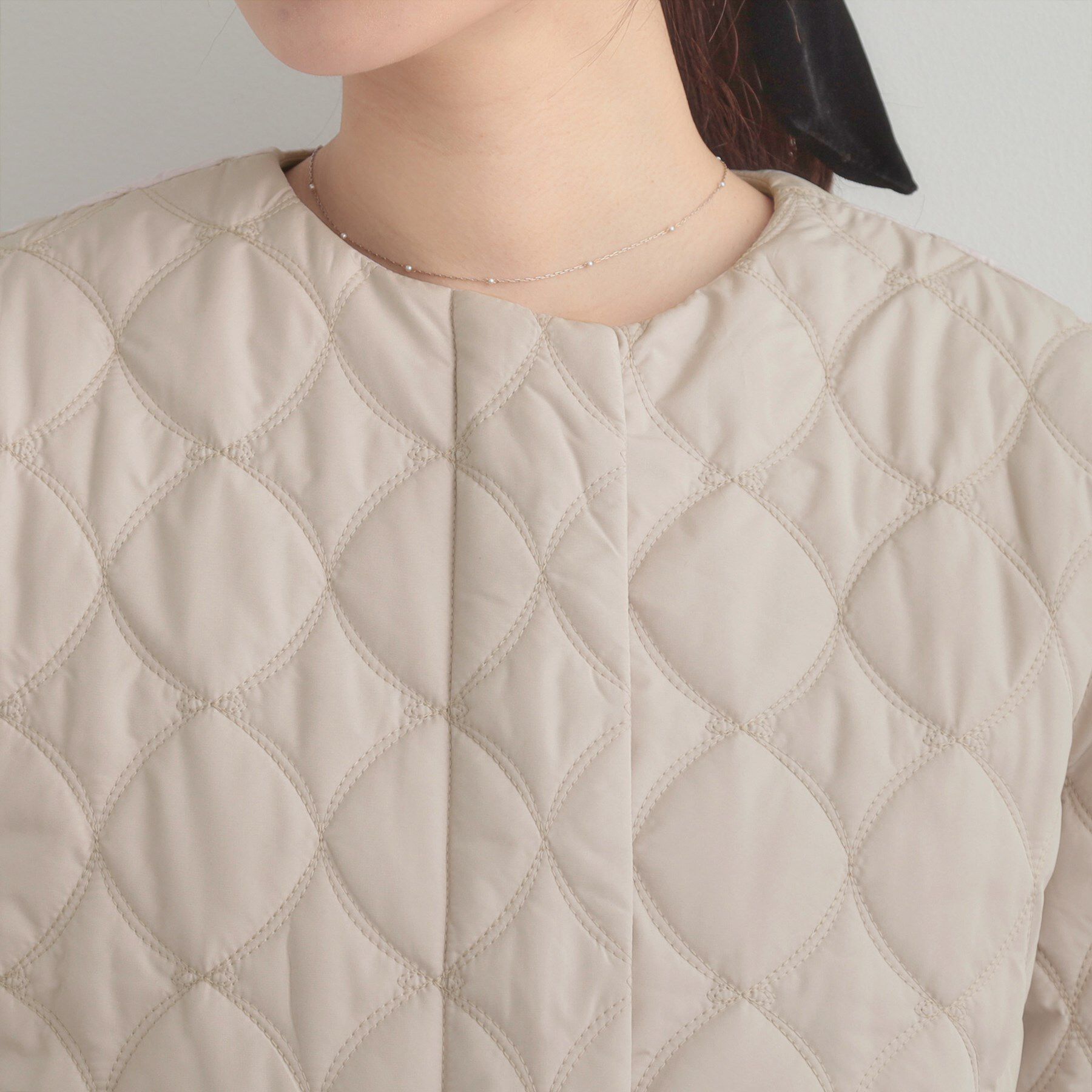 Couture broach「【春色追加・撥水・洗える】リボンキルティングジャケット」|ノーカラージャケット|