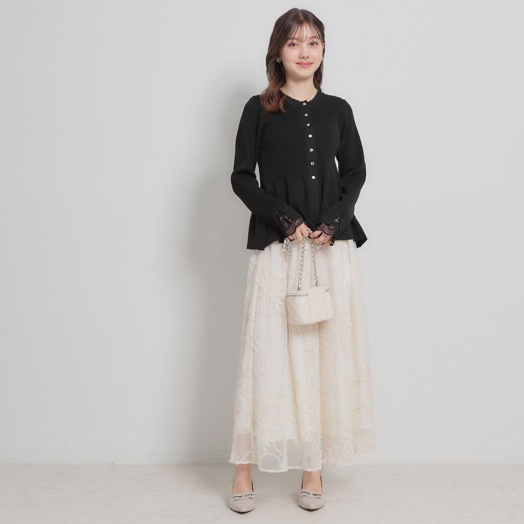 Couture broach「【大人かわいい・洗える】ペプラムニットカーディガン」|カーディガン|