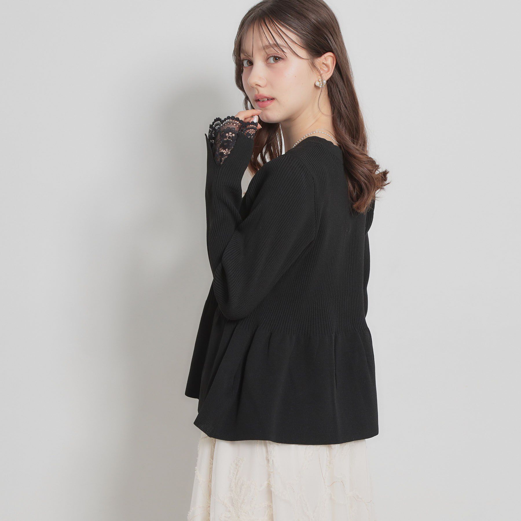 Couture broach「【大人かわいい・洗える】ペプラムニットカーディガン」|カーディガン|