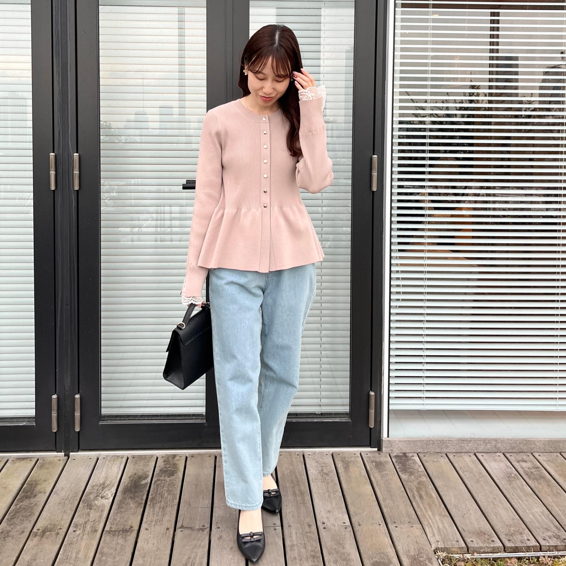 Couture broach「【大人かわいい・洗える】ペプラムニットカーディガン」|カーディガン|