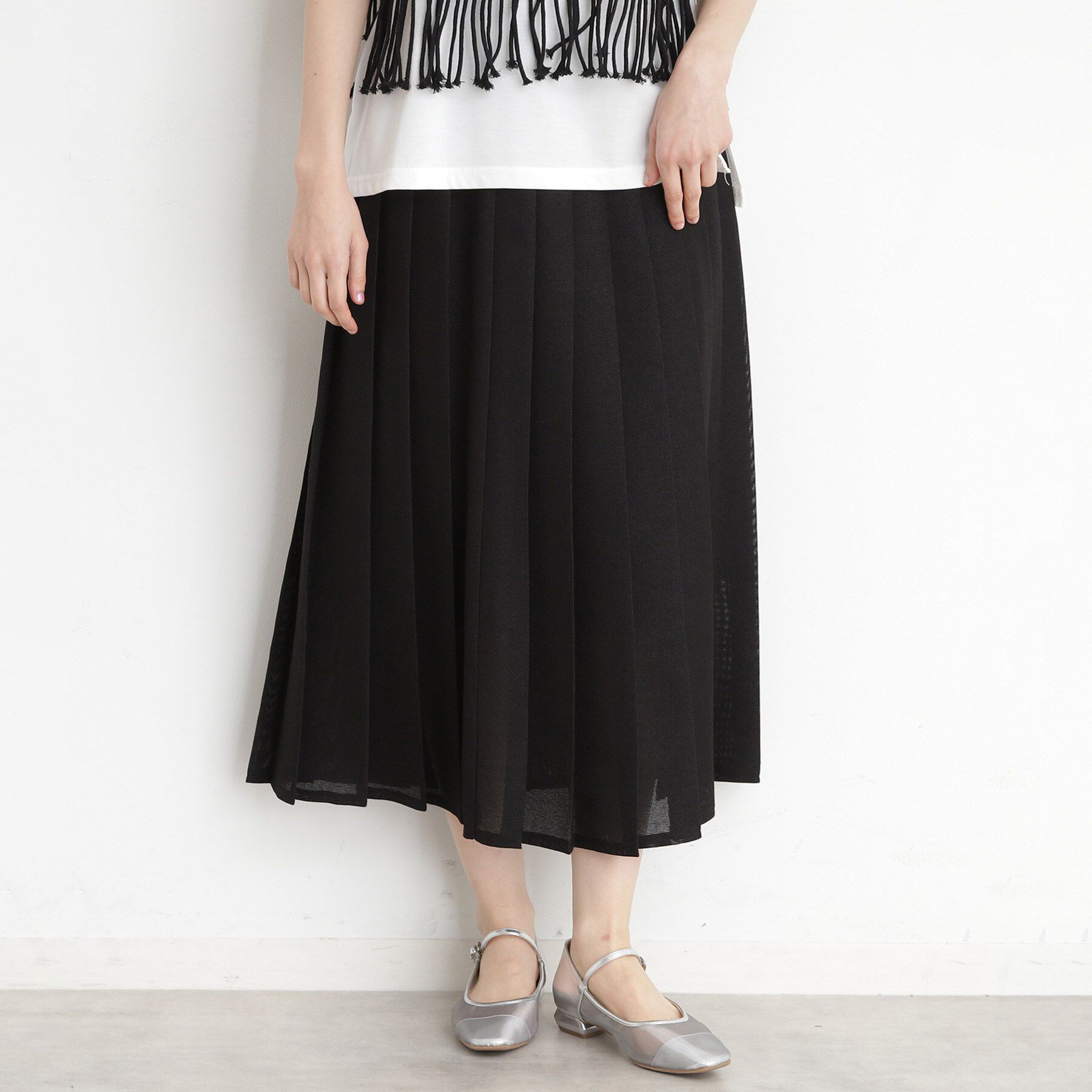 THE SHOP TK「パナマメッシュスカート」|スカート|ブラック(019)
