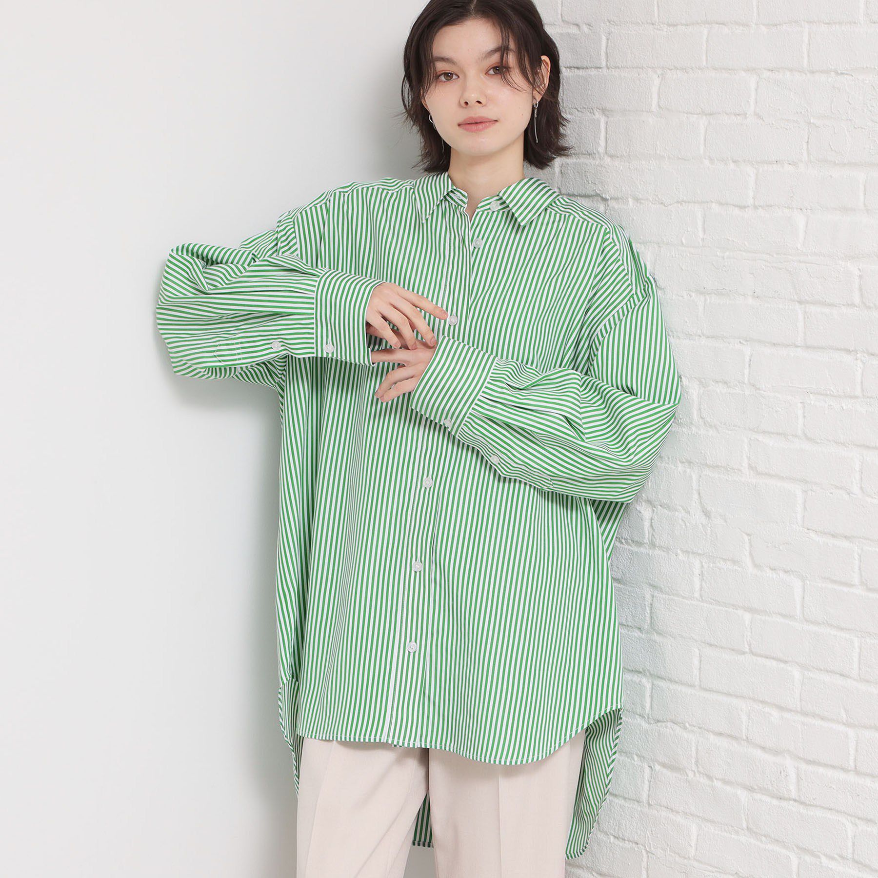 THE SHOP TK「ロングシャツ」|シャツ・ブラウス|グリーン(323)