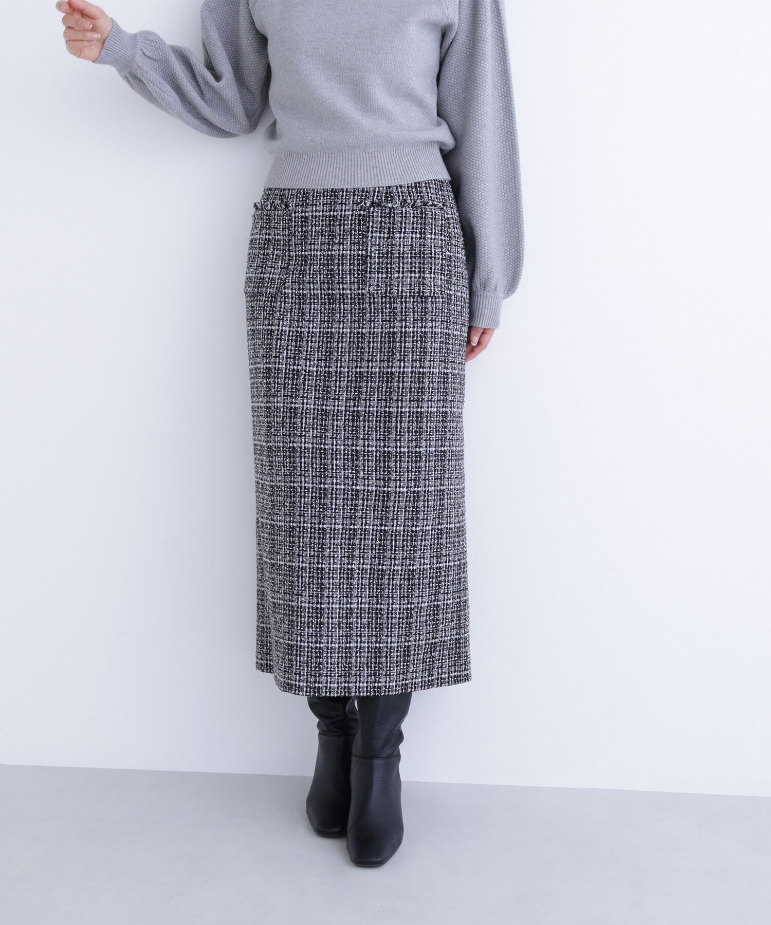  「ツイーディーナロースカート」|スカート|クロ系2