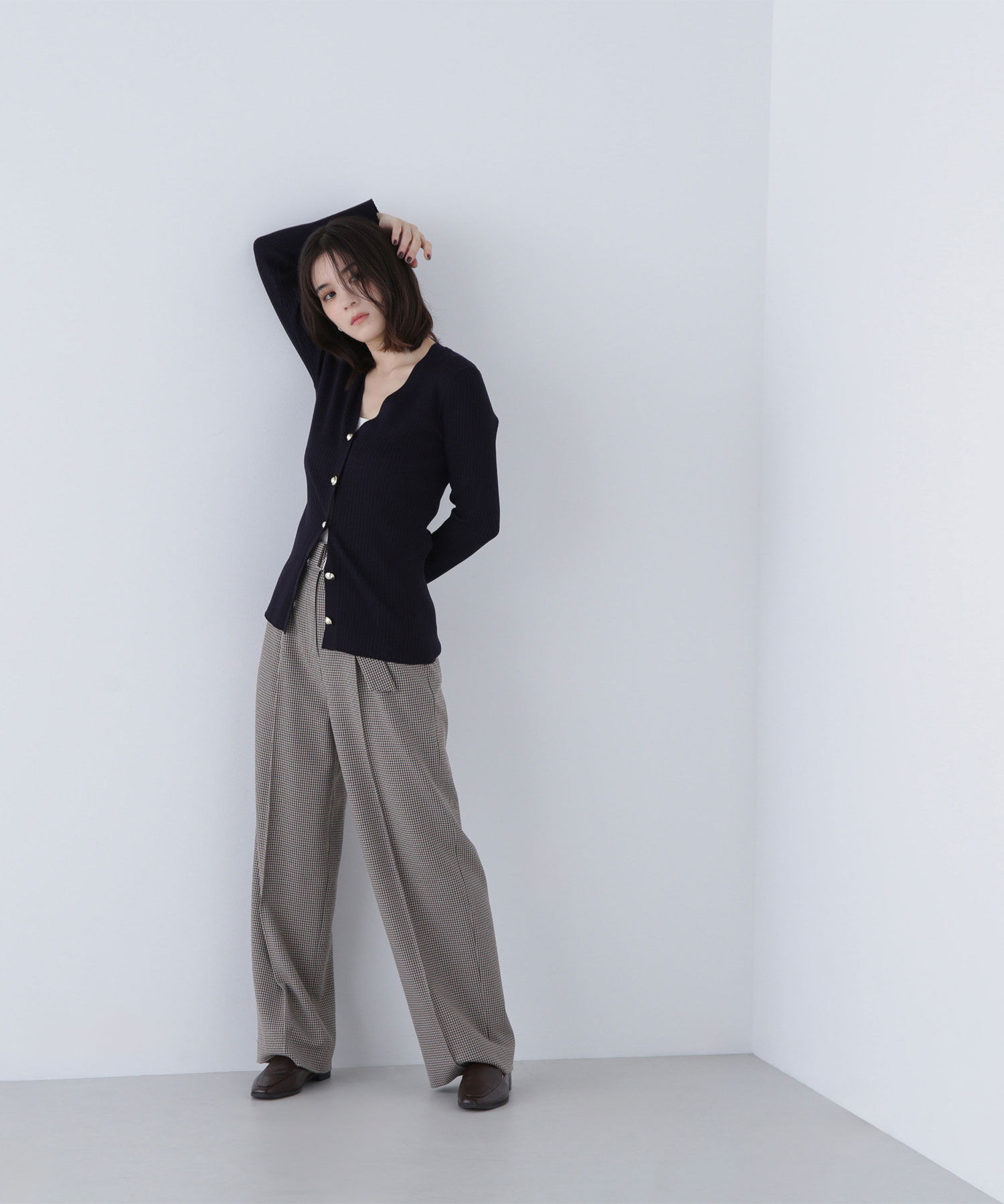  「ゴールドボタンリブカーディガン」|ニット・セーター|