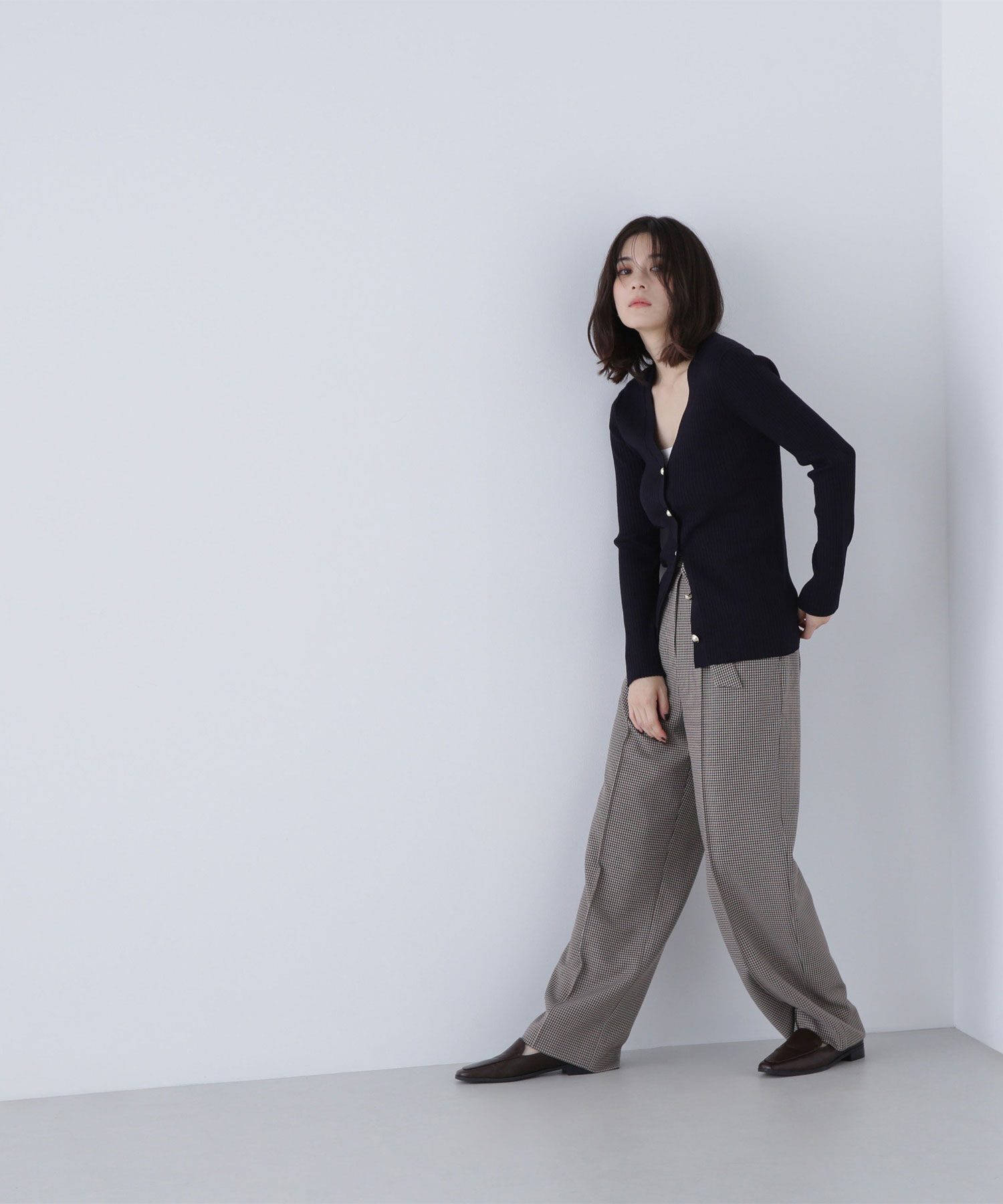  「ゴールドボタンリブカーディガン」|ニット・セーター|