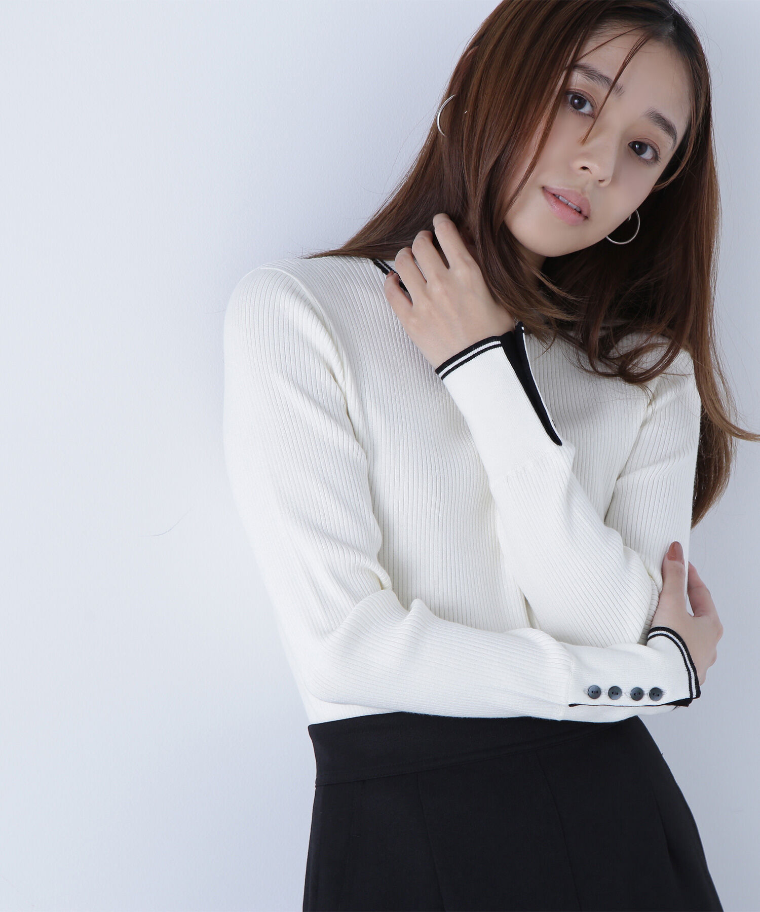  「バイカラーラインリブニット」|ニット・セーター|