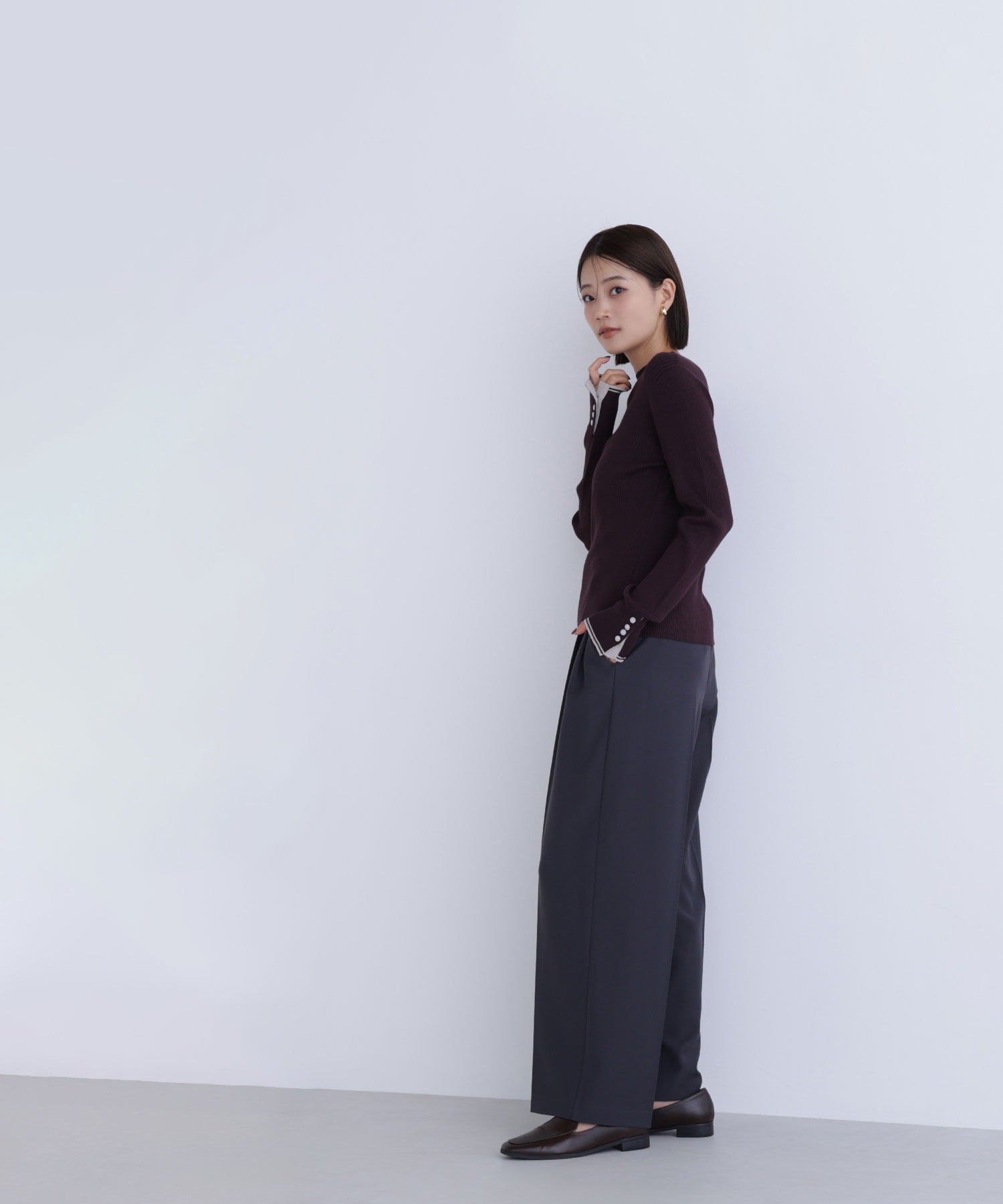  「バイカラーラインリブニット」|ニット・セーター|