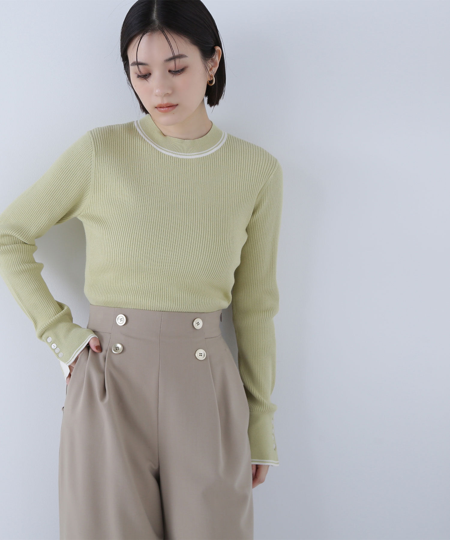  「バイカラーラインリブニット」|ニット・セーター|