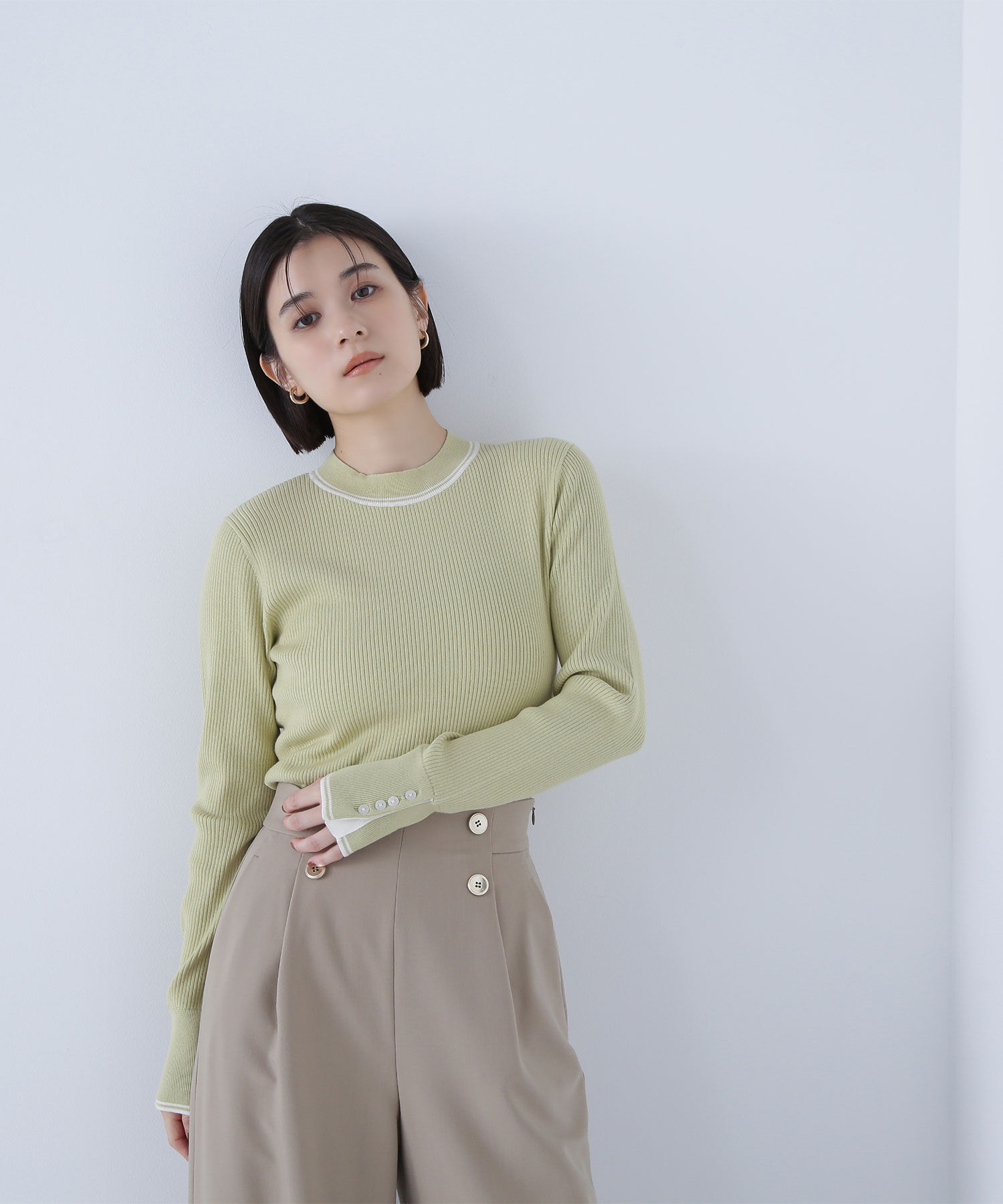  「バイカラーラインリブニット」|ニット・セーター|