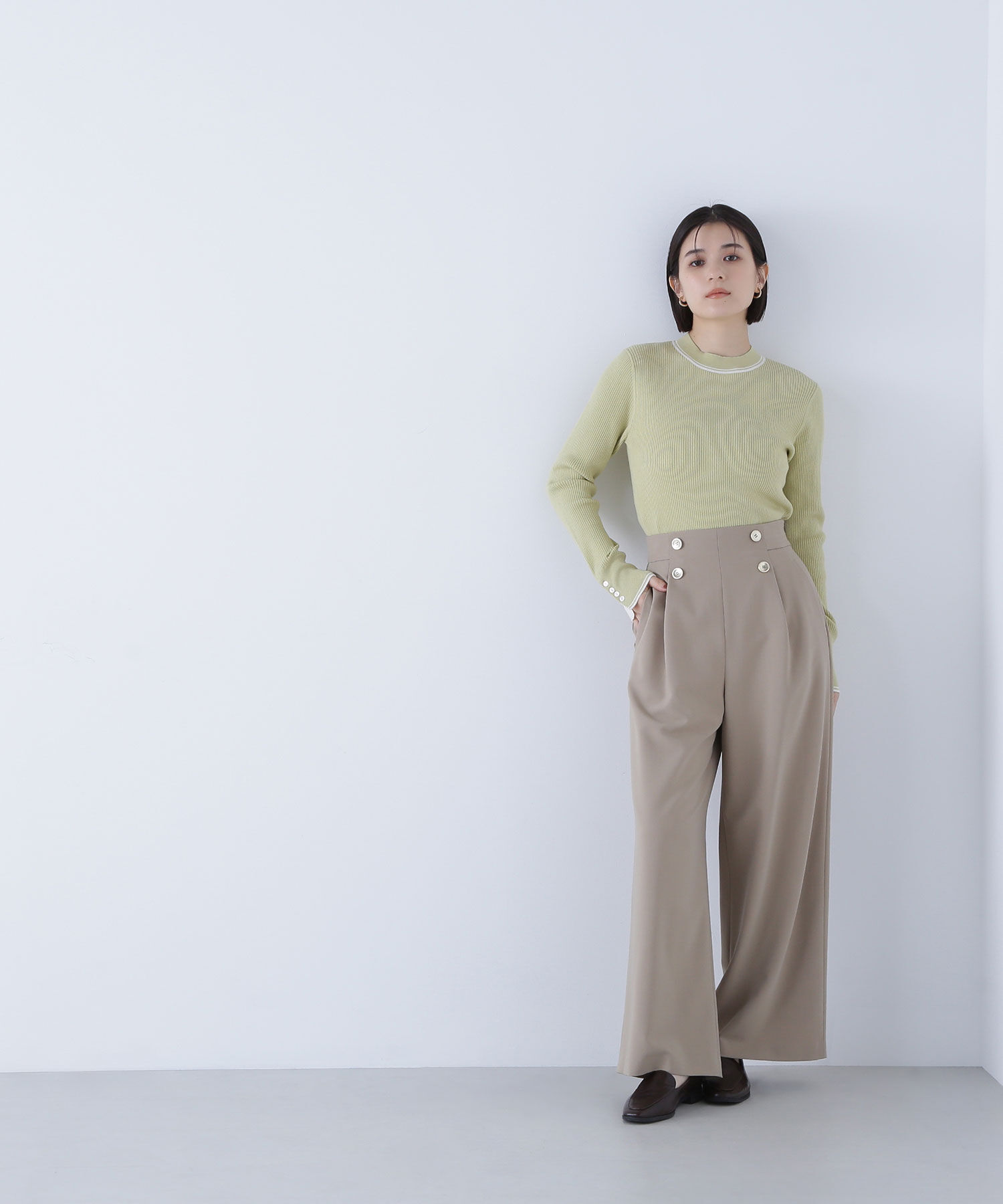  「バイカラーラインリブニット」|ニット・セーター|