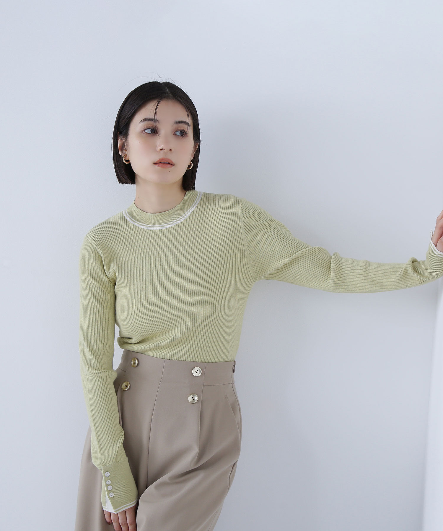  「バイカラーラインリブニット」|ニット・セーター|