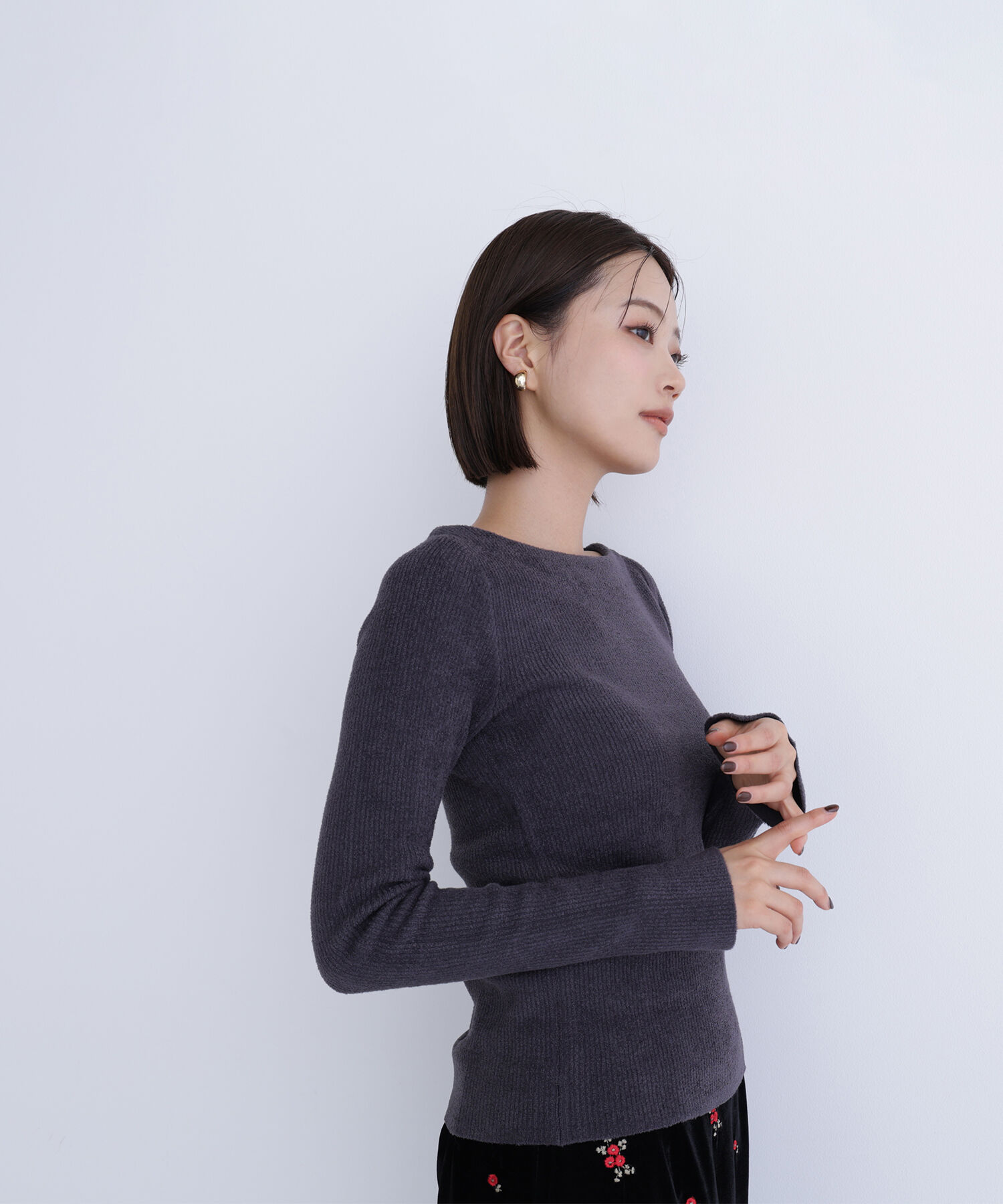  「ボートネックモールリブニット」|ニット・セーター|