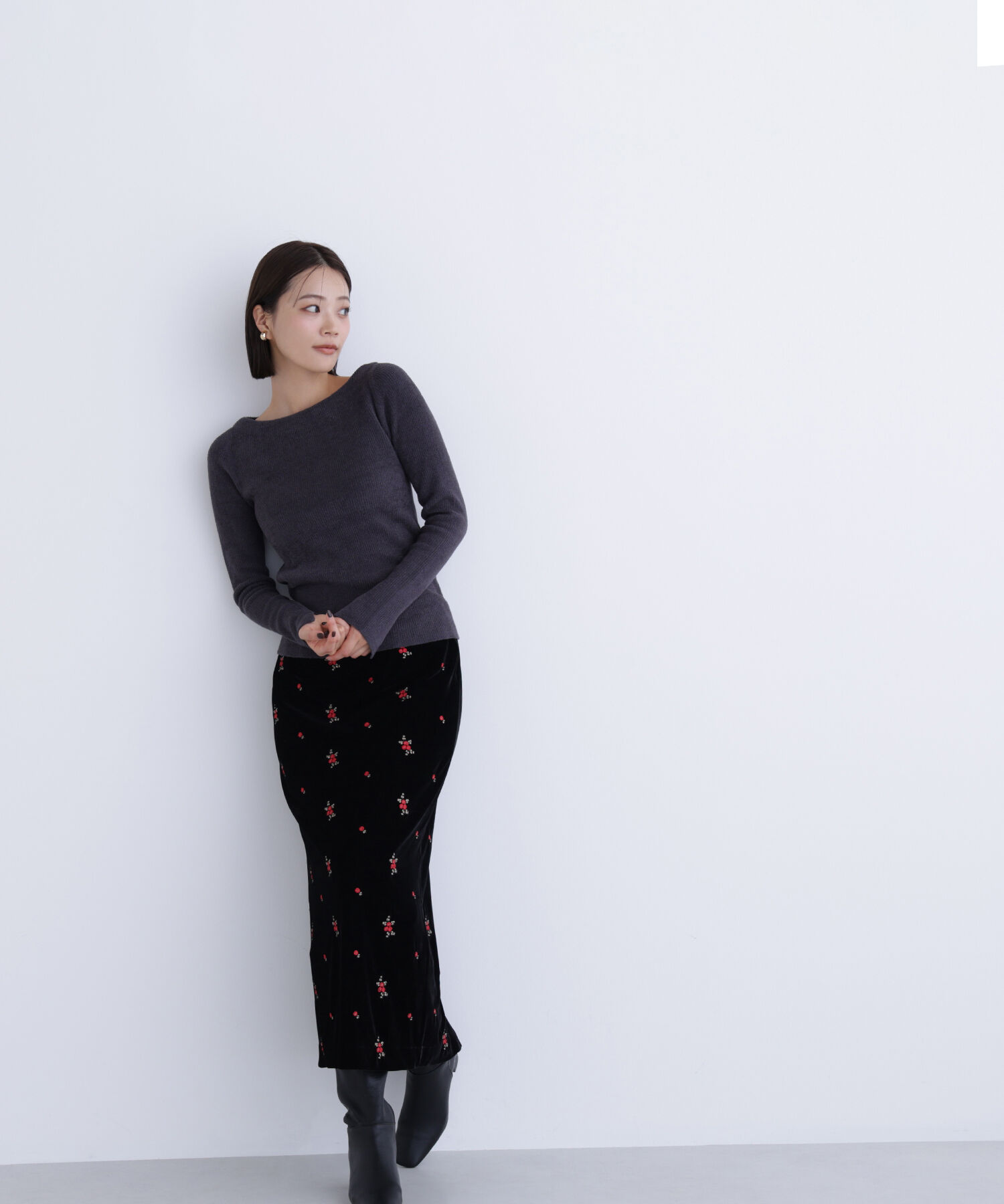  「ボートネックモールリブニット」|ニット・セーター|