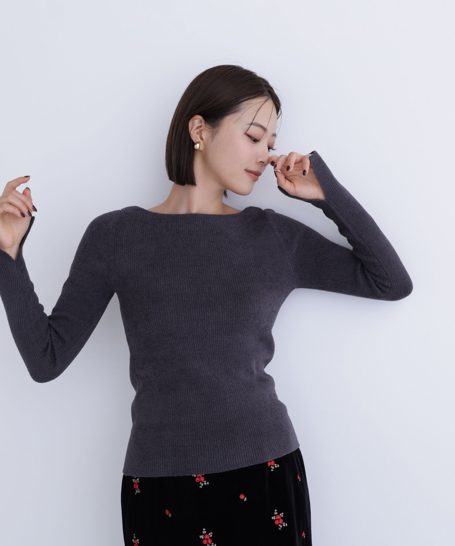  「ボートネックモールリブニット」|ニット・セーター|