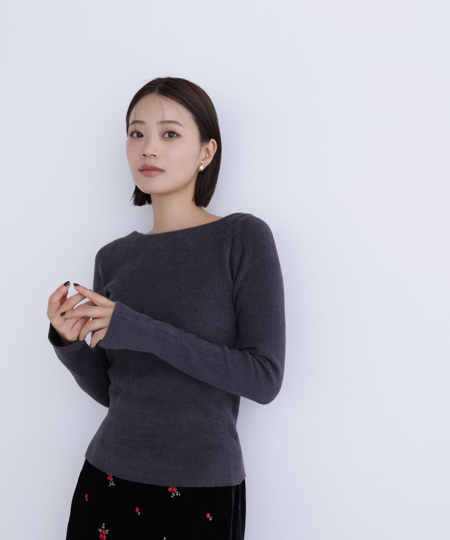  「ボートネックモールリブニット」|ニット・セーター|