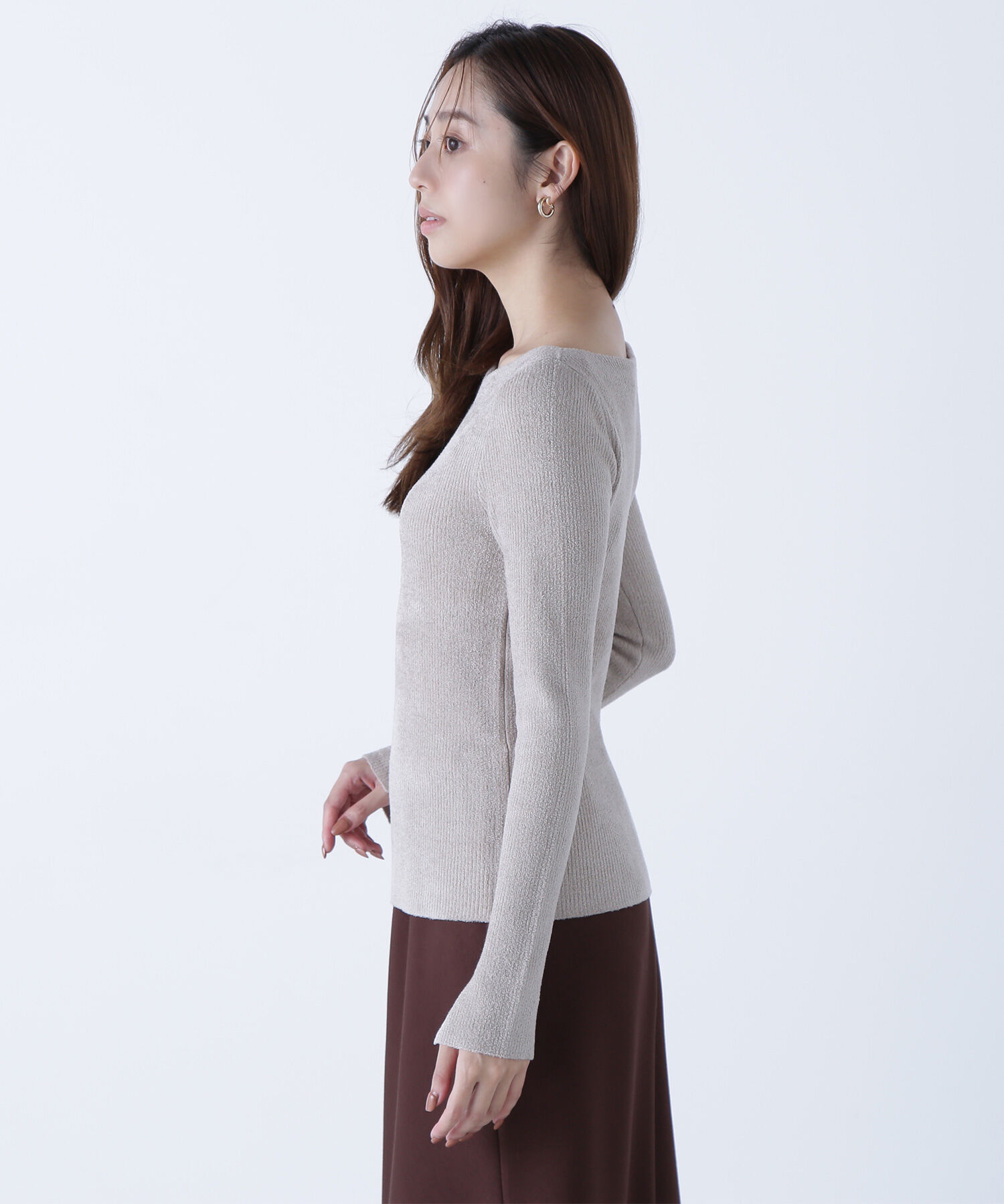  「ボートネックモールリブニット」|ニット・セーター|