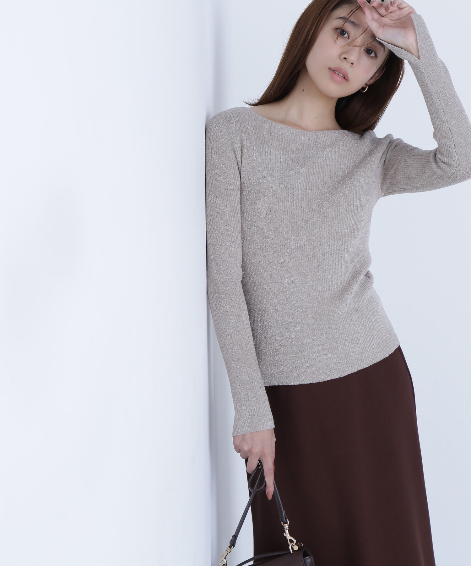  「ボートネックモールリブニット」|ニット・セーター|