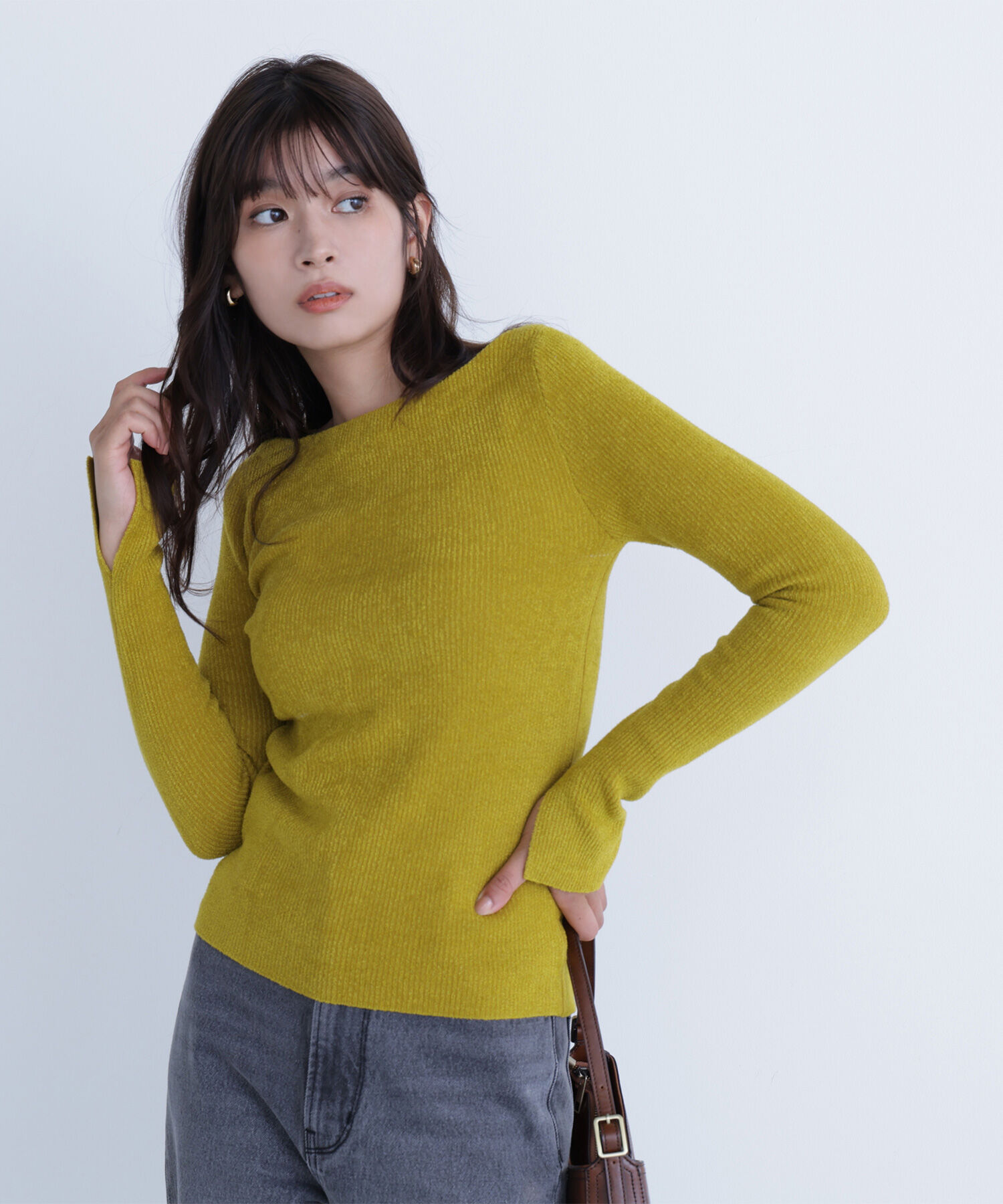  「ボートネックモールリブニット」|ニット・セーター|