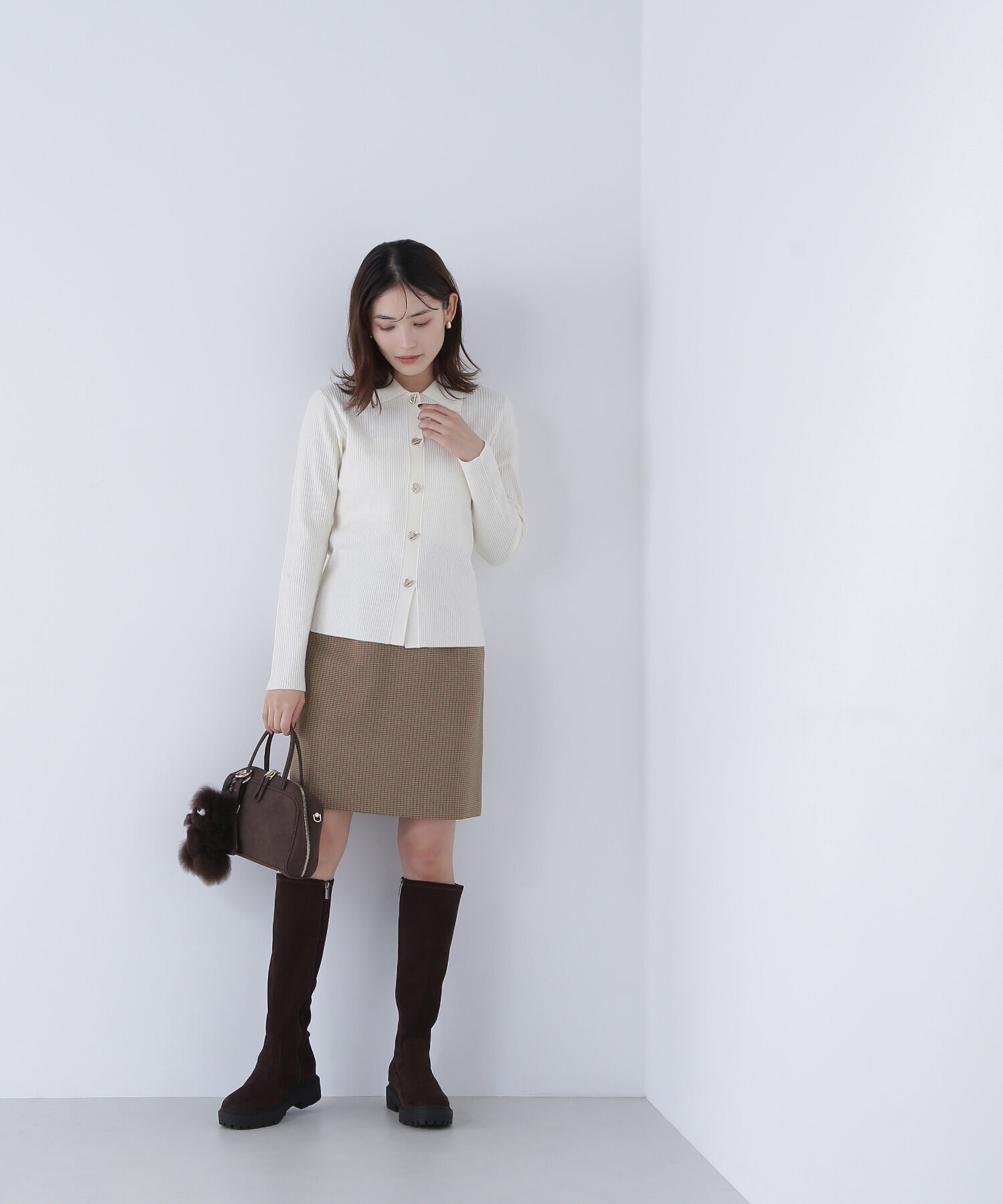  「ハトメボタンポロカラーニット」|ニット・セーター|