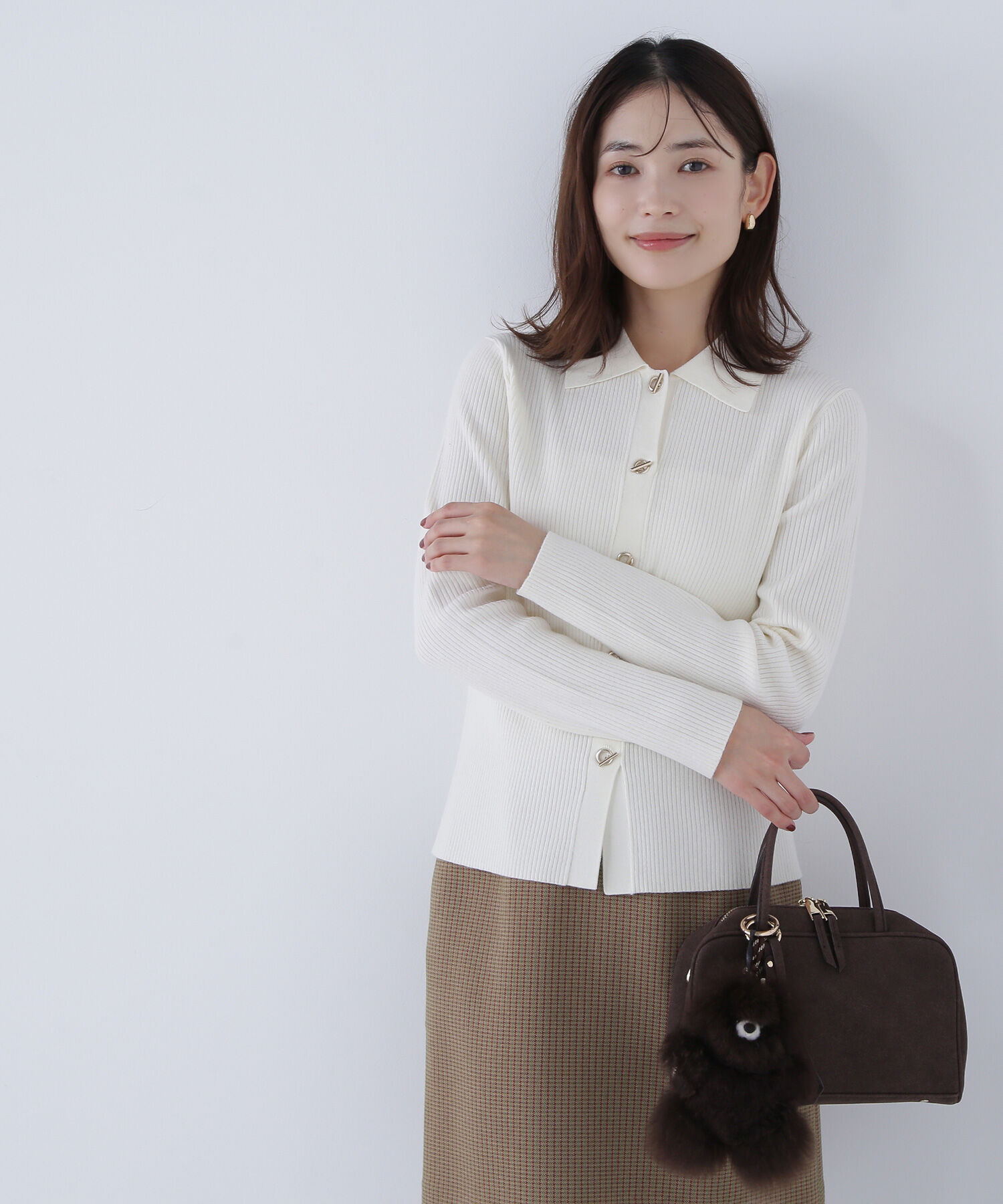  「ハトメボタンポロカラーニット」|ニット・セーター|