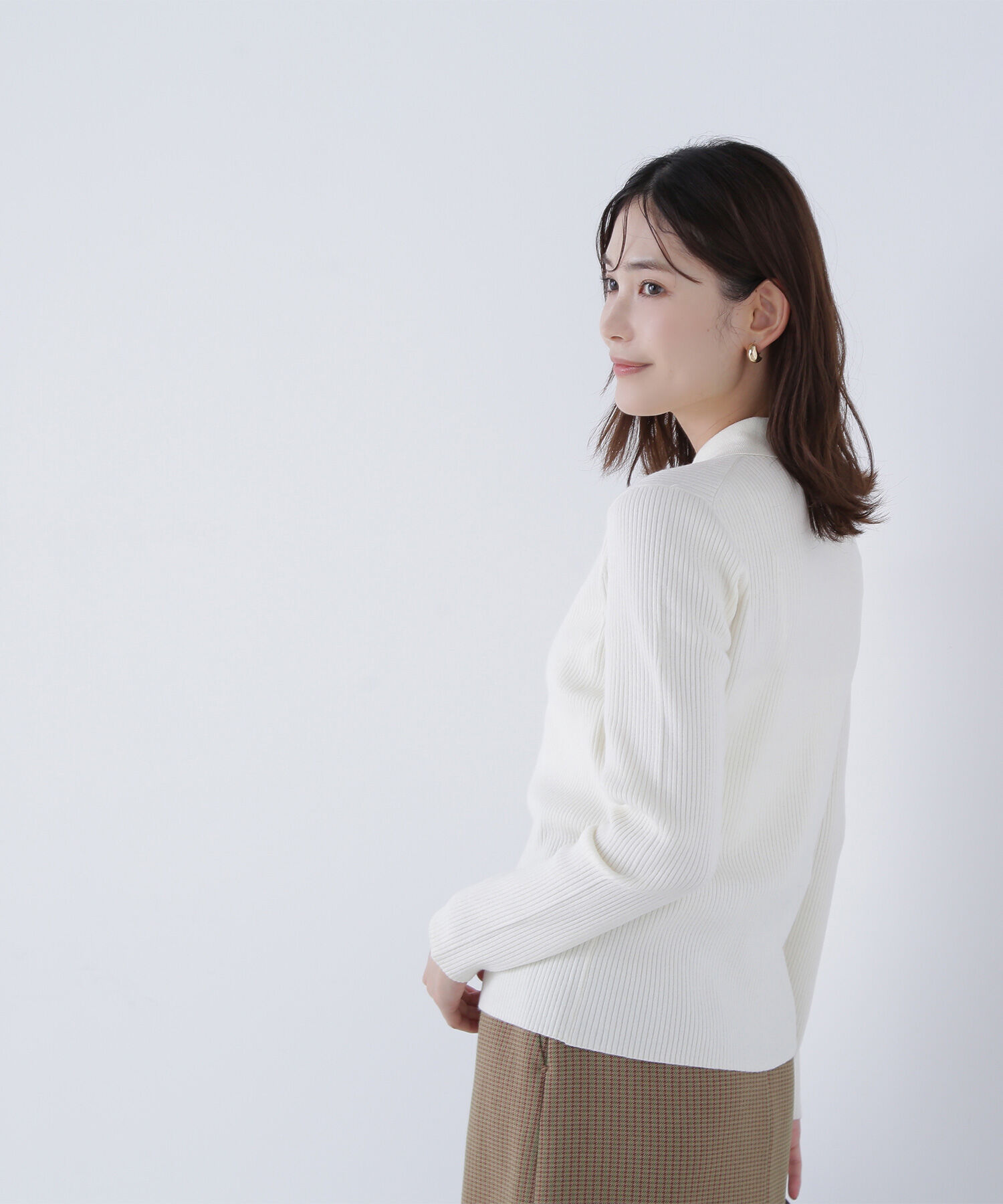  「ハトメボタンポロカラーニット」|ニット・セーター|