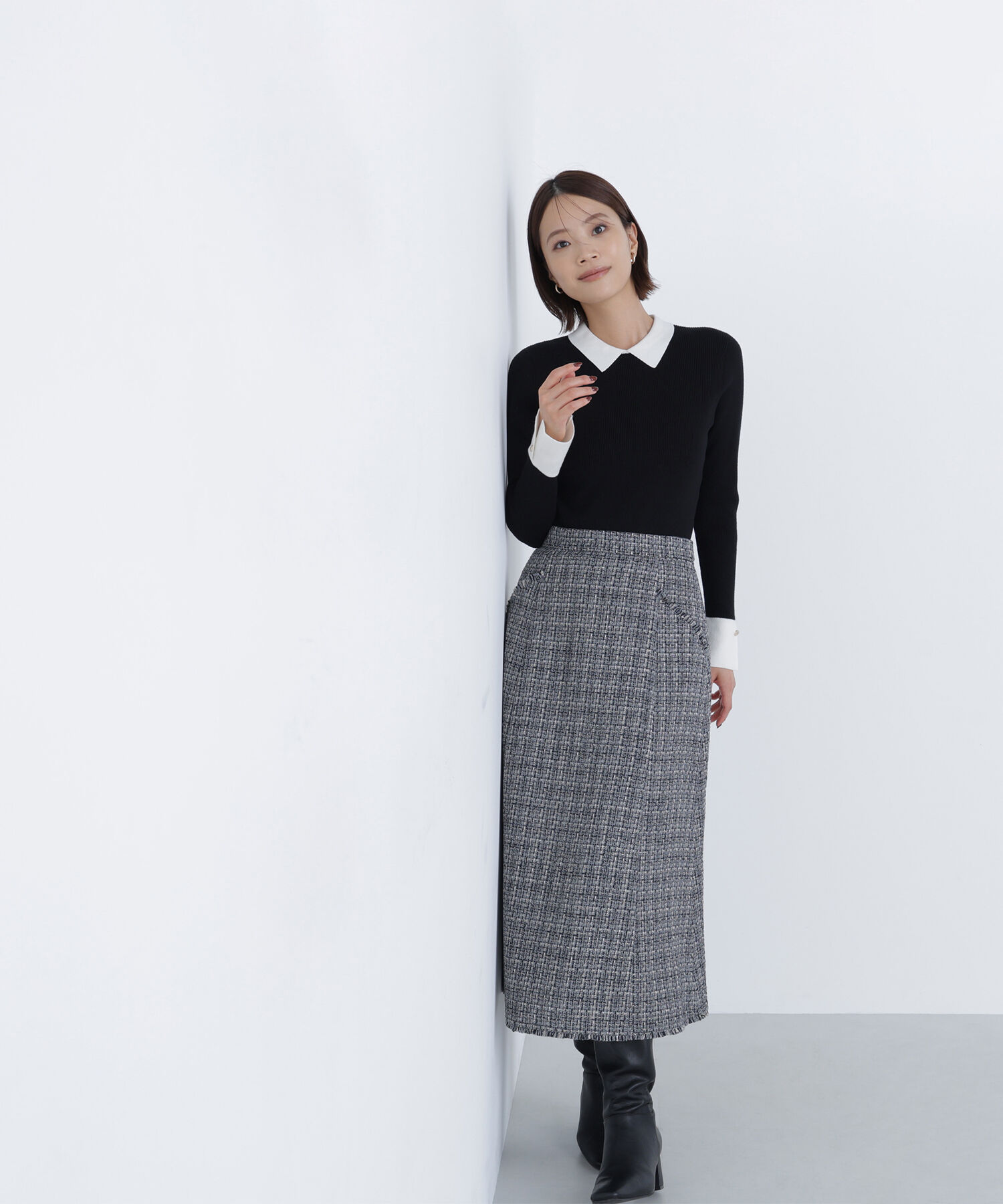  「襟付ベーシックリブニット」|ニット・セーター|