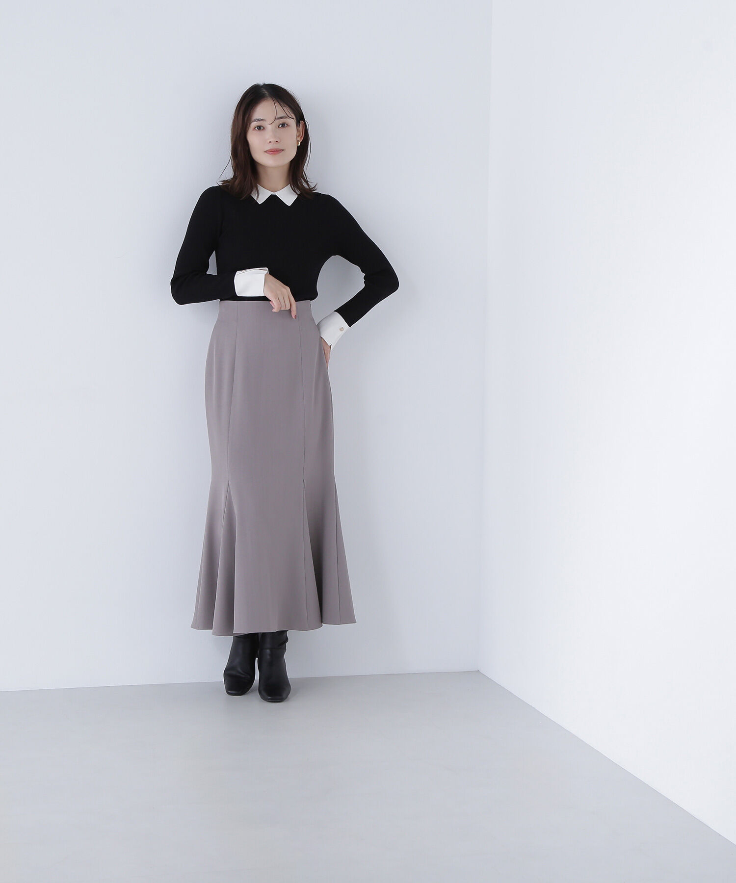  「襟付ベーシックリブニット」|ニット・セーター|