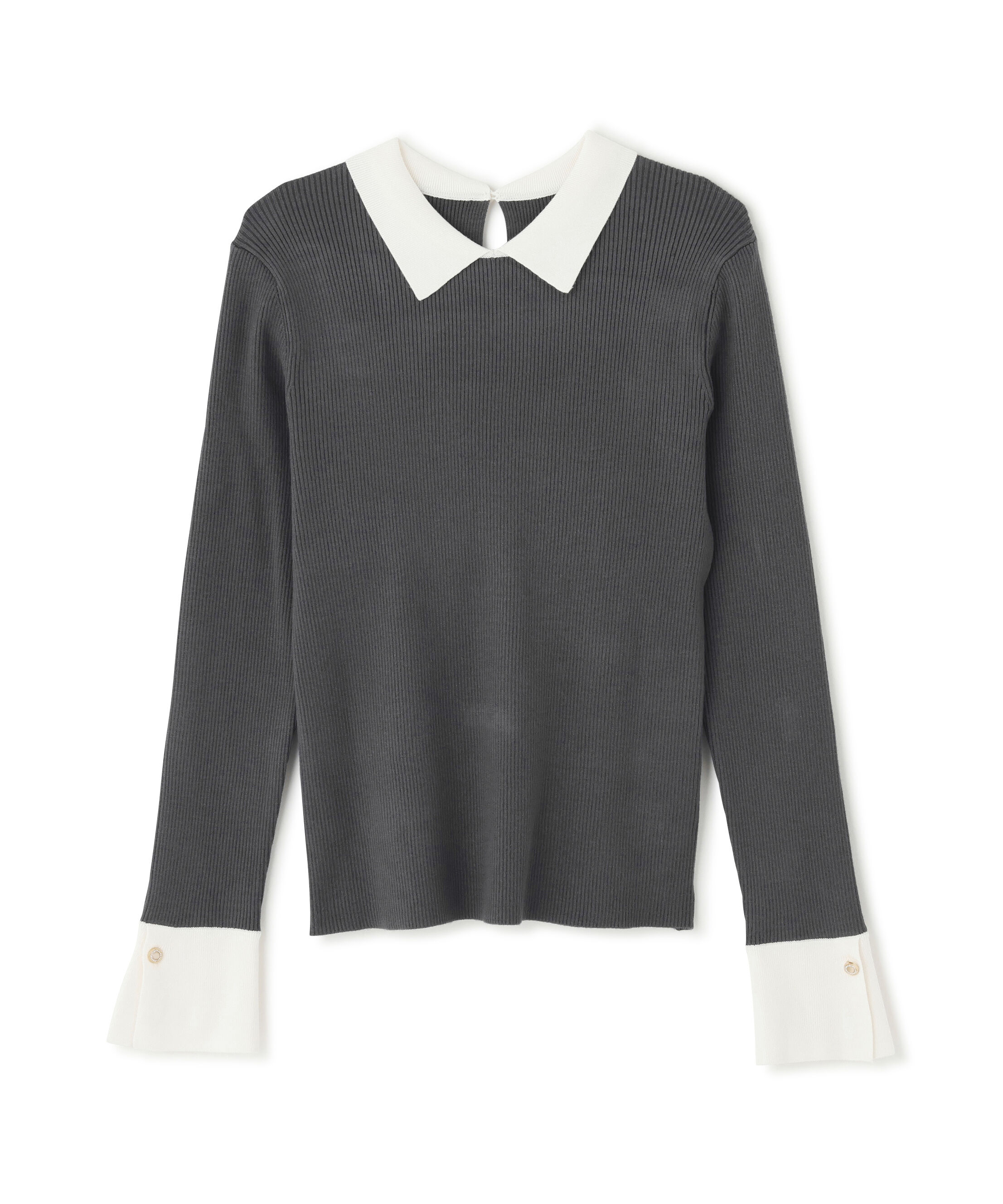  「襟付ベーシックリブニット」|ニット・セーター|