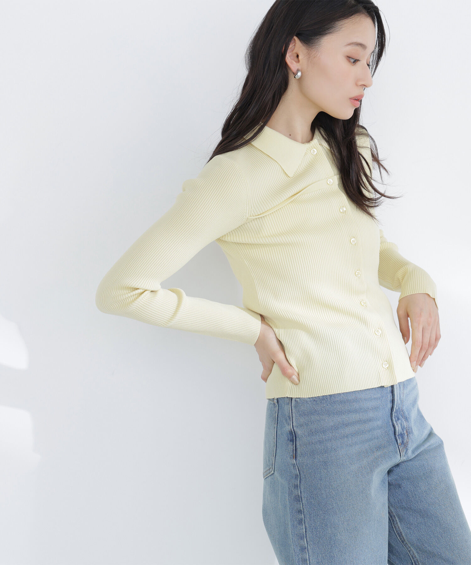  「ヨーク切替ポロニット」|ニット・セーター|