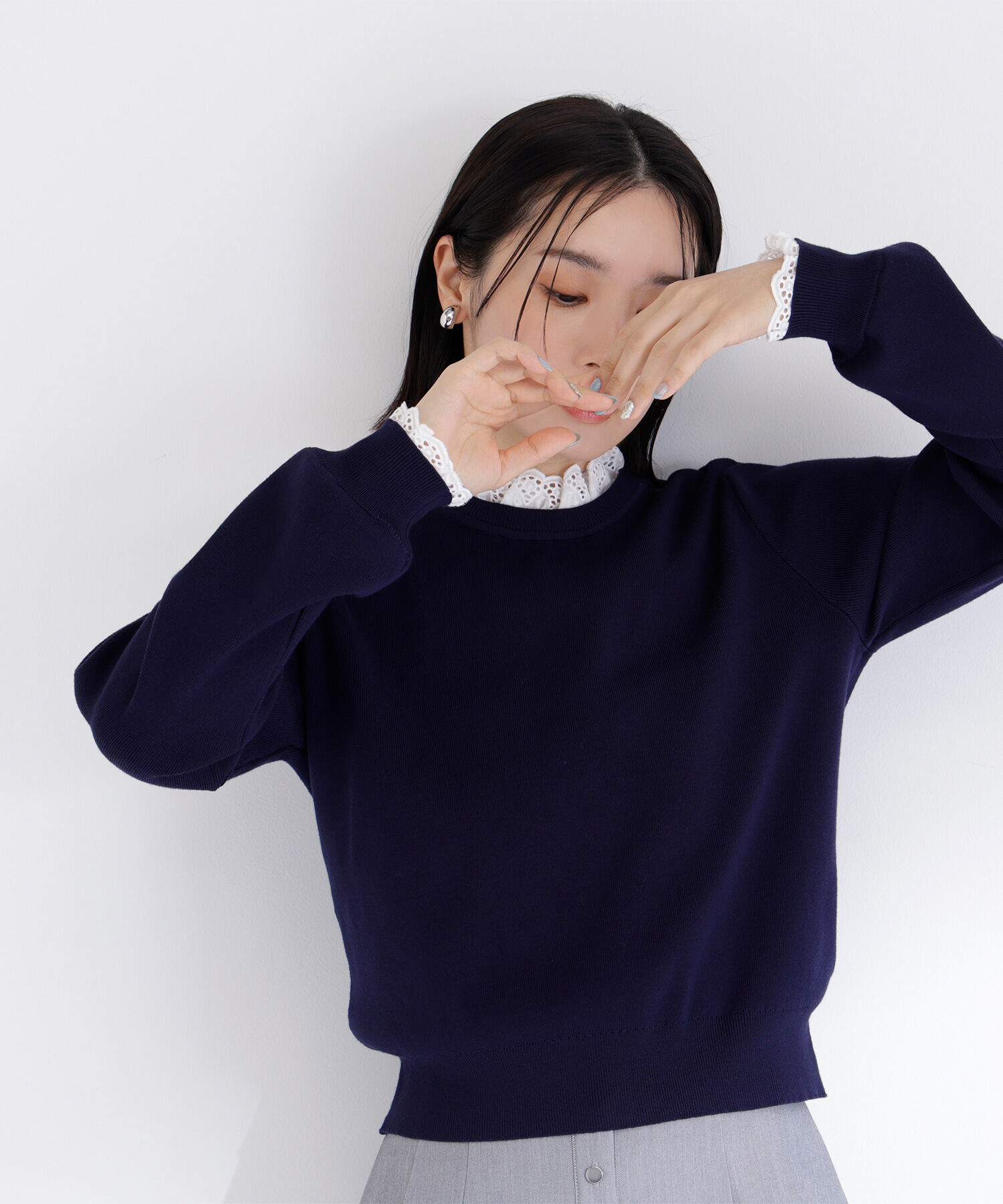  「レースフリルドッキングニット」|ニット・セーター|