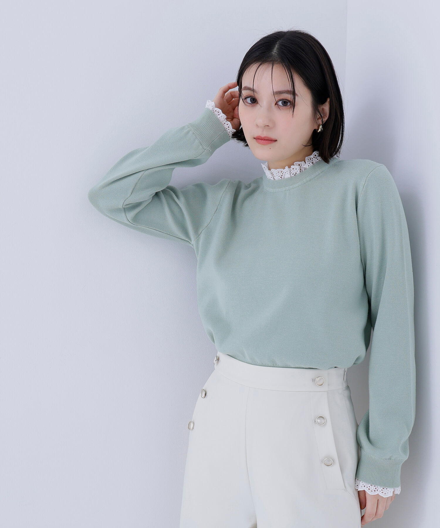  「レースフリルドッキングニット」|ニット・セーター|