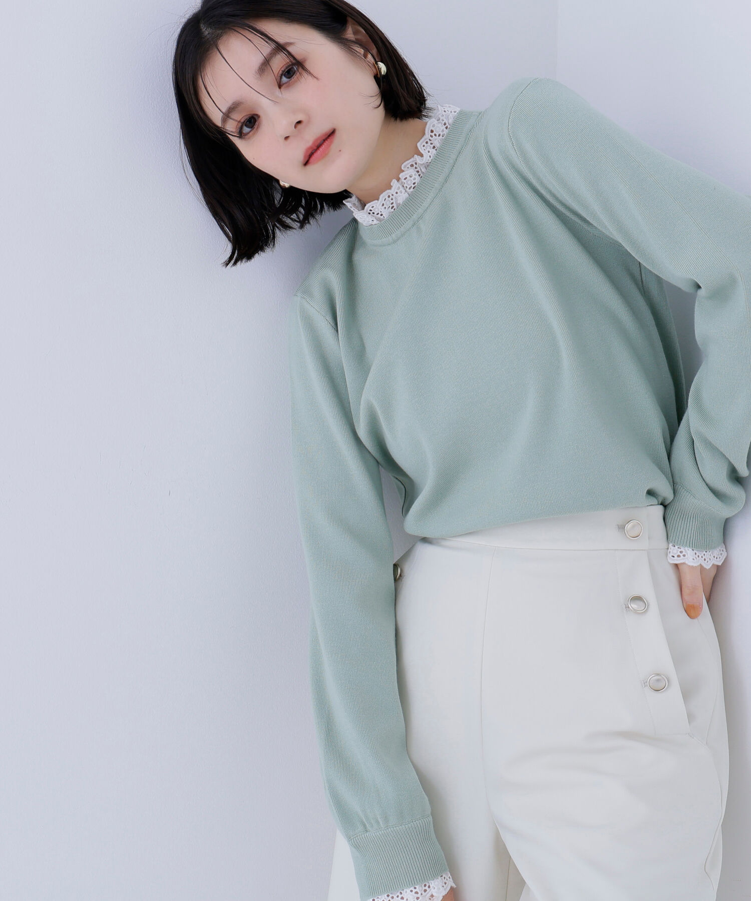  「レースフリルドッキングニット」|ニット・セーター|
