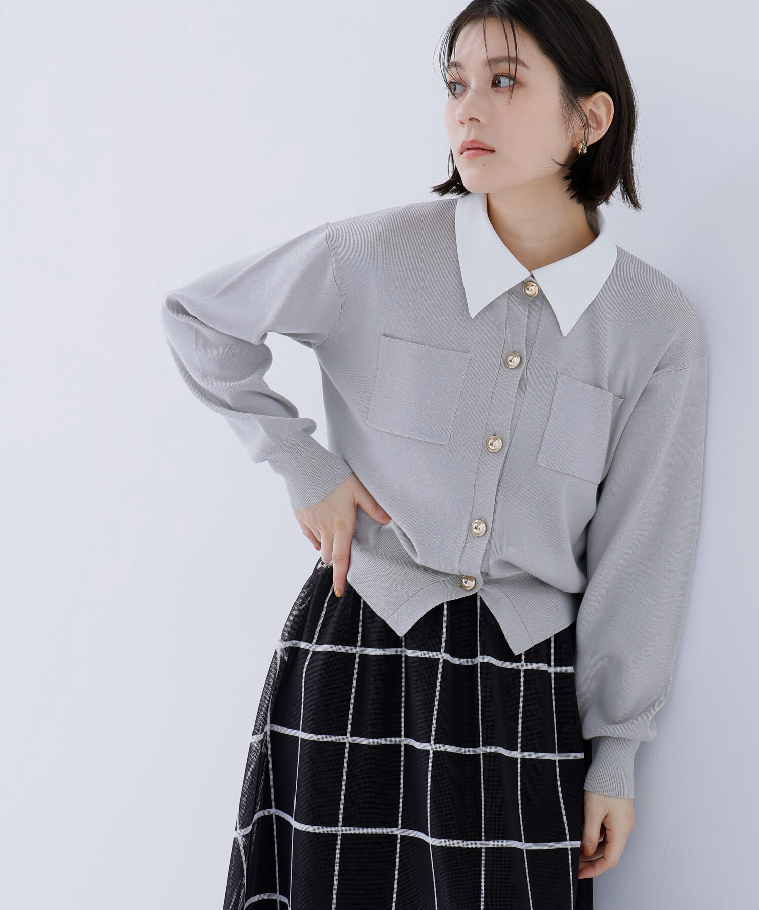  「2wayカラーニットカーディガン」|ニット・セーター|