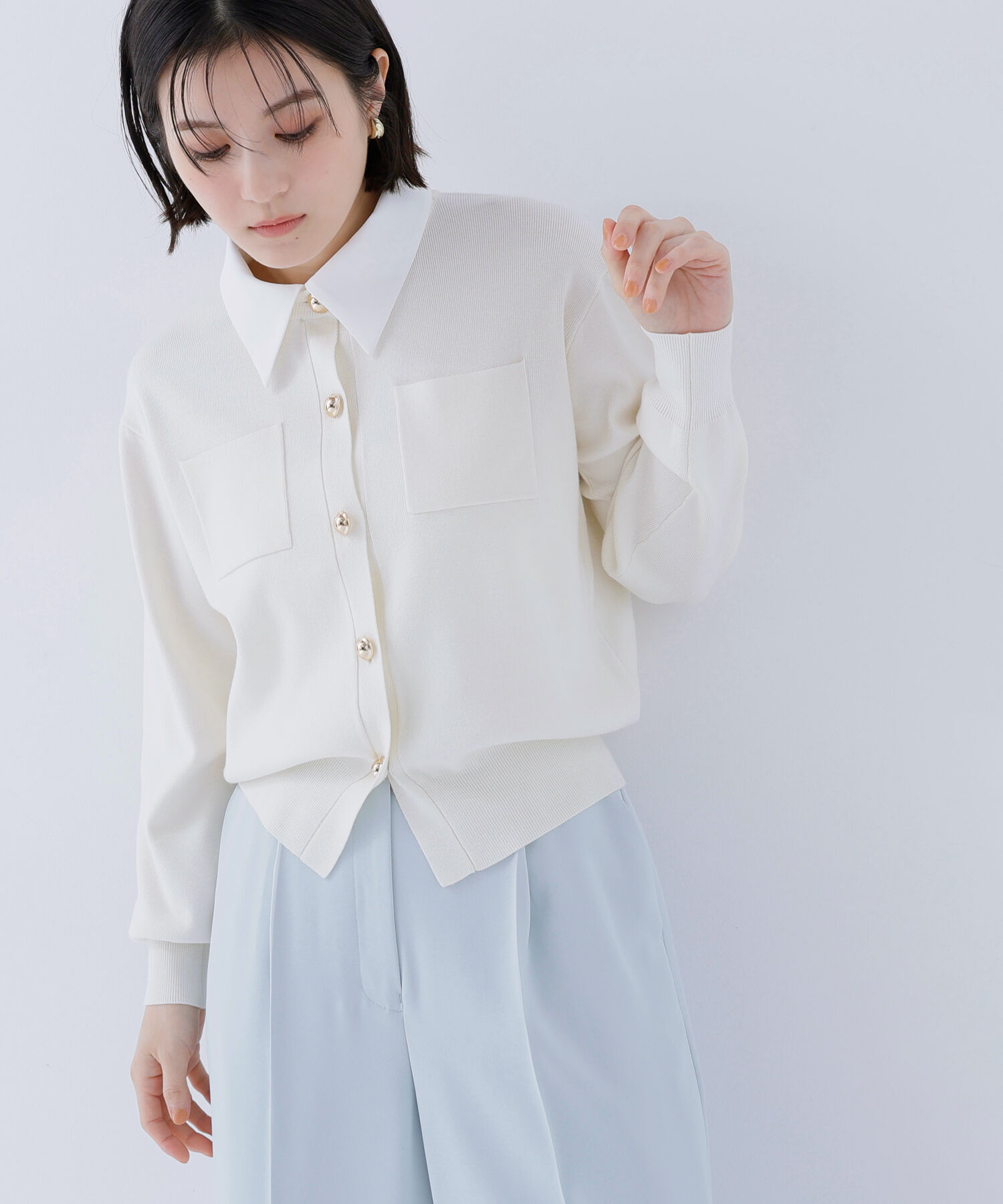  「2wayカラーニットカーディガン」|ニット・セーター|