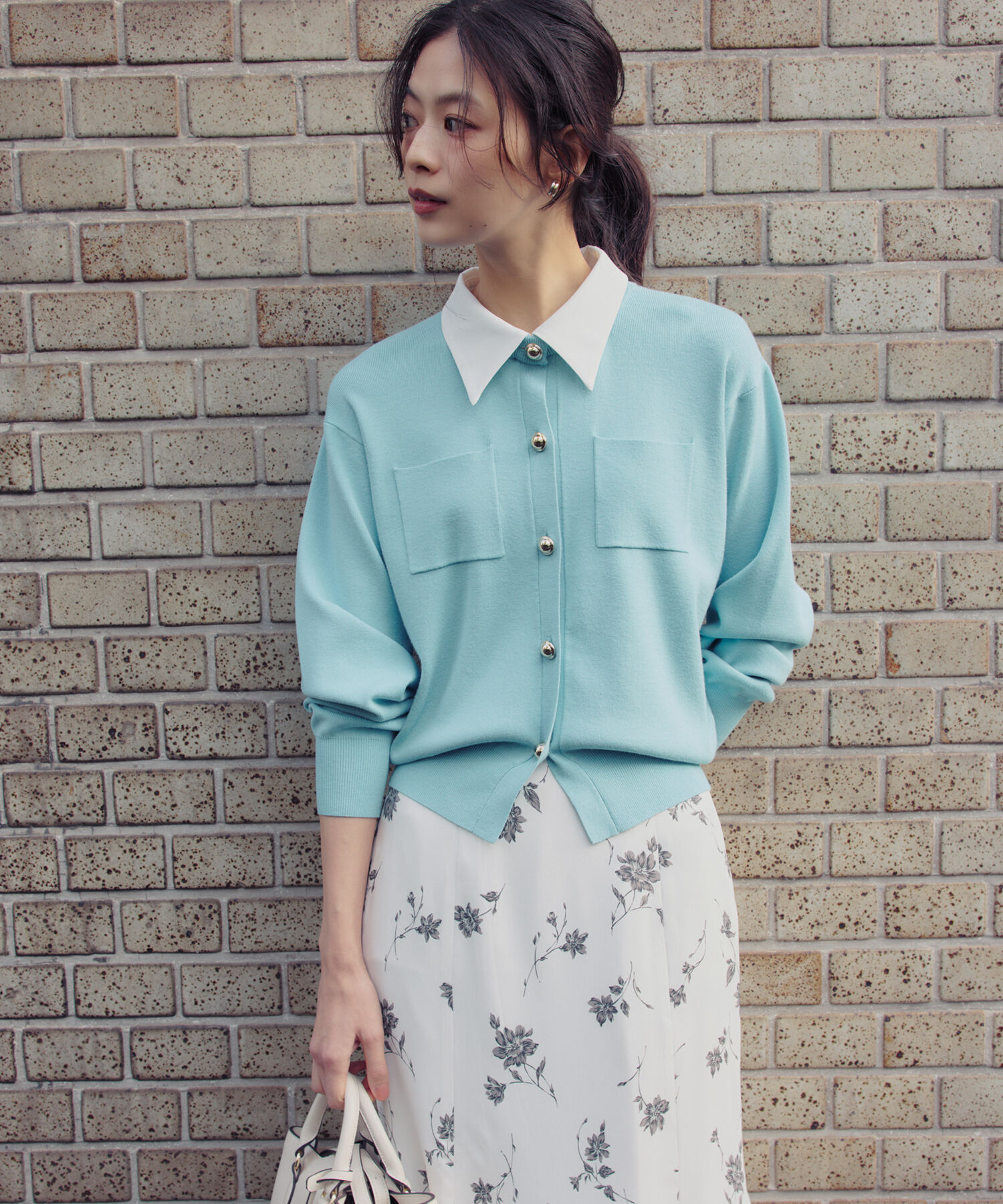  「2wayカラーニットカーディガン」|ニット・セーター|ライトブルー