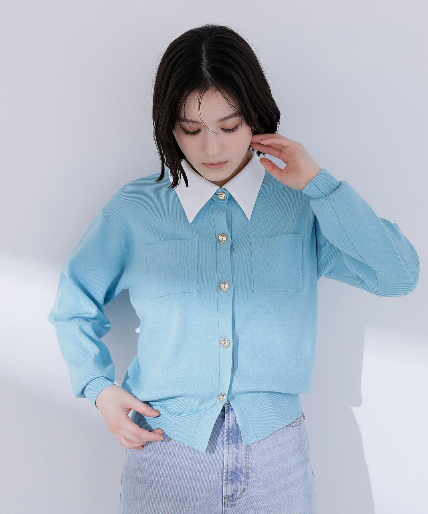  「2wayカラーニットカーディガン」|ニット・セーター|